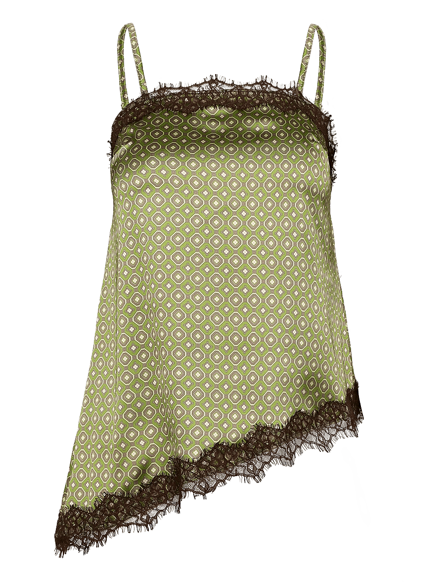 Topshop - TSDENIJA LACE TRIM CAMI WVN - Ärmellose tops - green olive - 1