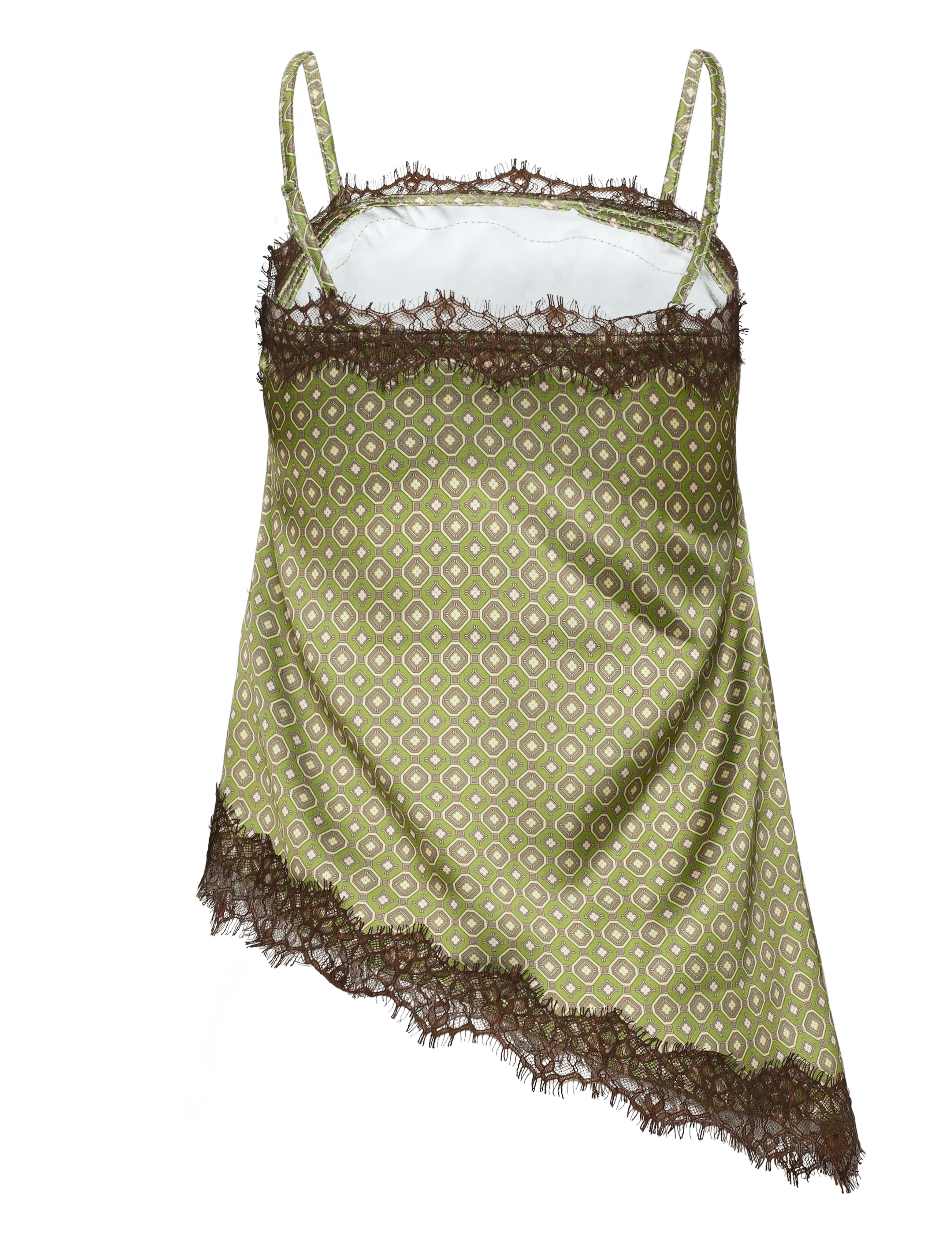 Topshop - TSDENIJA LACE TRIM CAMI WVN - Ärmellose tops - green olive - 2
