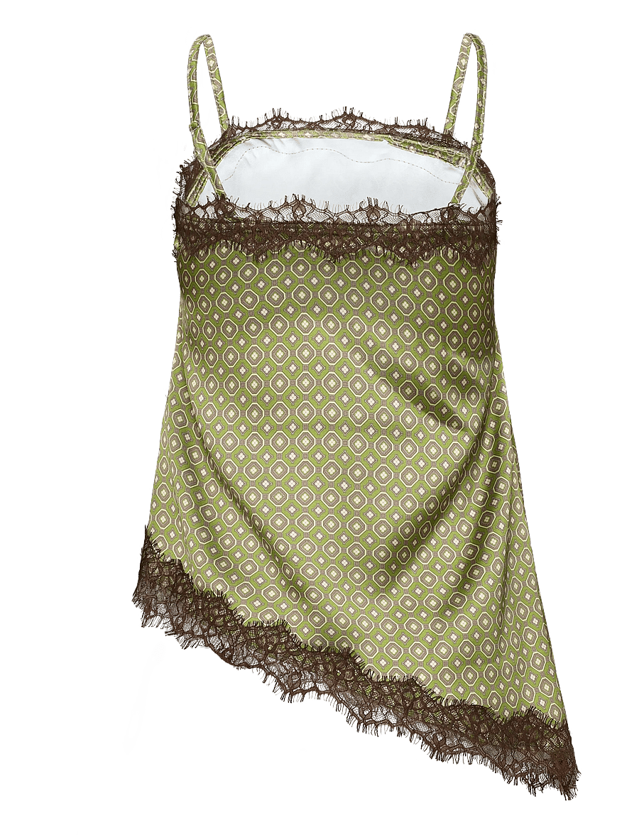 Topshop - TSDENIJA LACE TRIM CAMI WVN - Ärmellose tops - green olive - 2