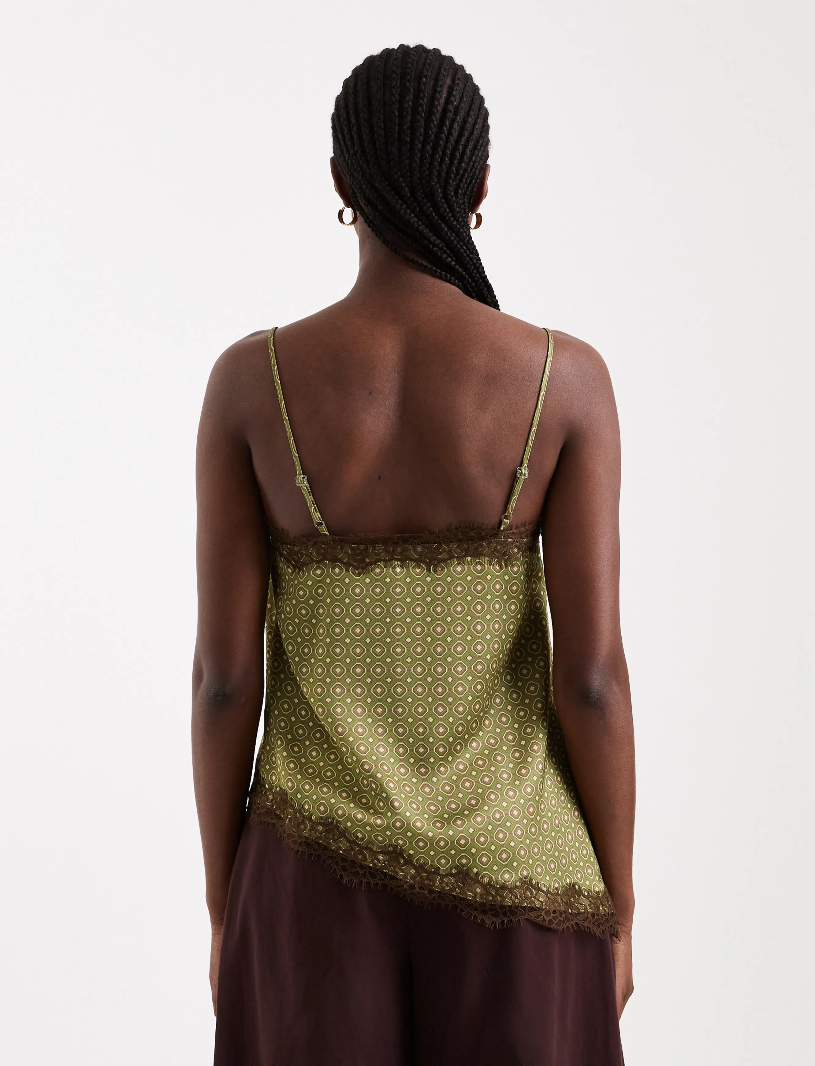 Topshop - TSDENIJA LACE TRIM CAMI WVN - Ärmellose tops - green olive - 3