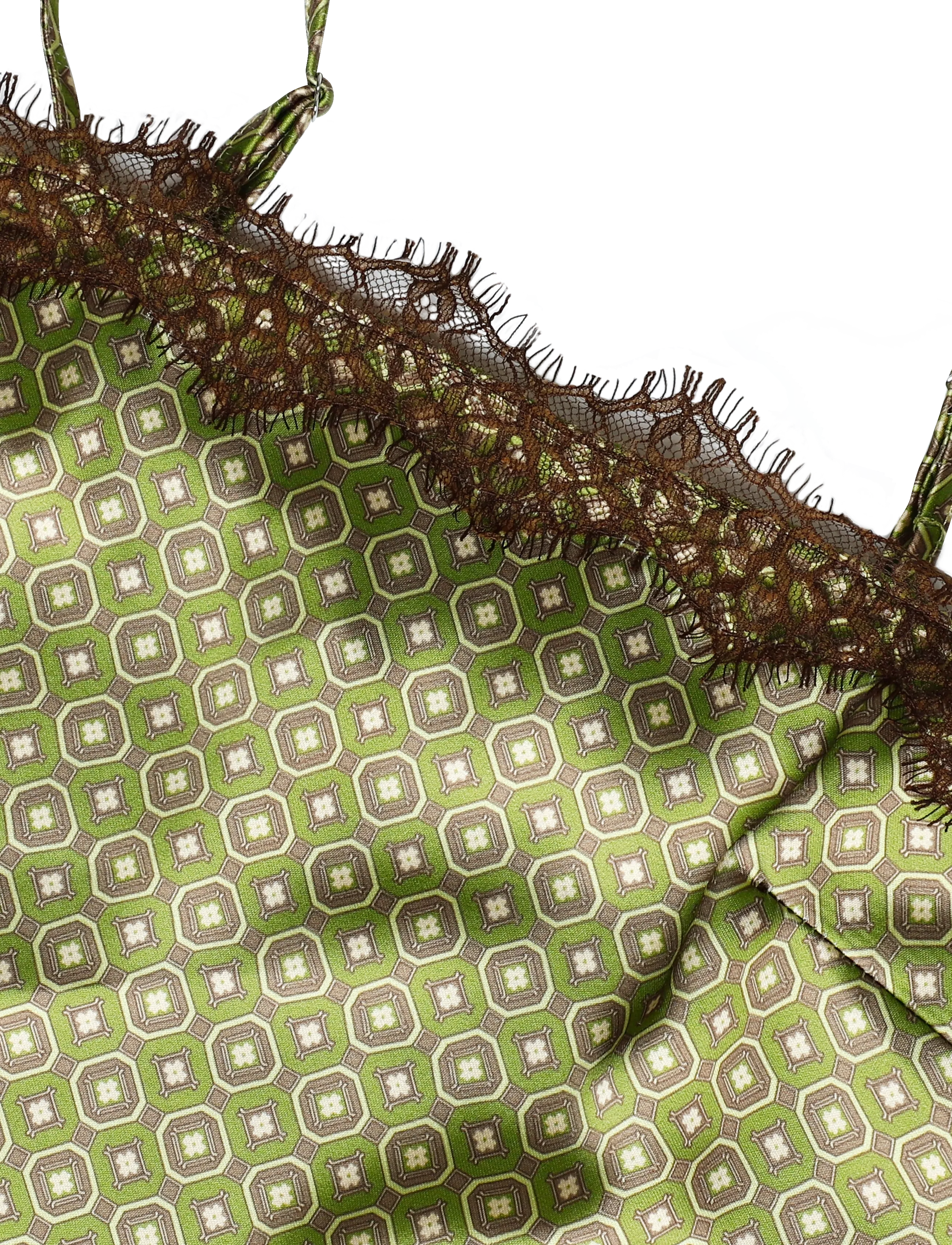 Topshop - TSDENIJA LACE TRIM CAMI WVN - Ärmellose tops - green olive - 5