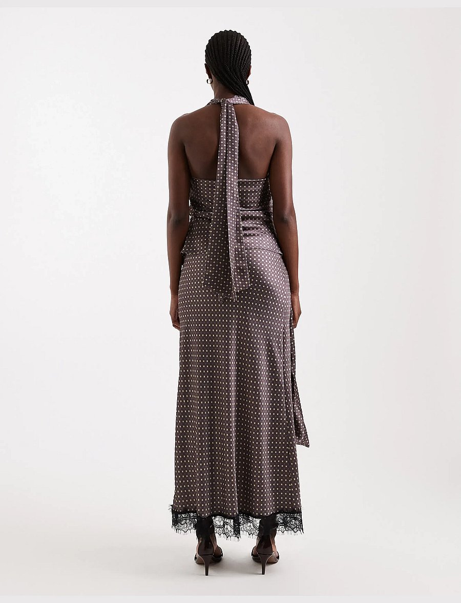 Topshop - TSDANITA SATIN LACE TRIM MAXI SKIRT WVN - satiinseelikud - chocolate lab - 3