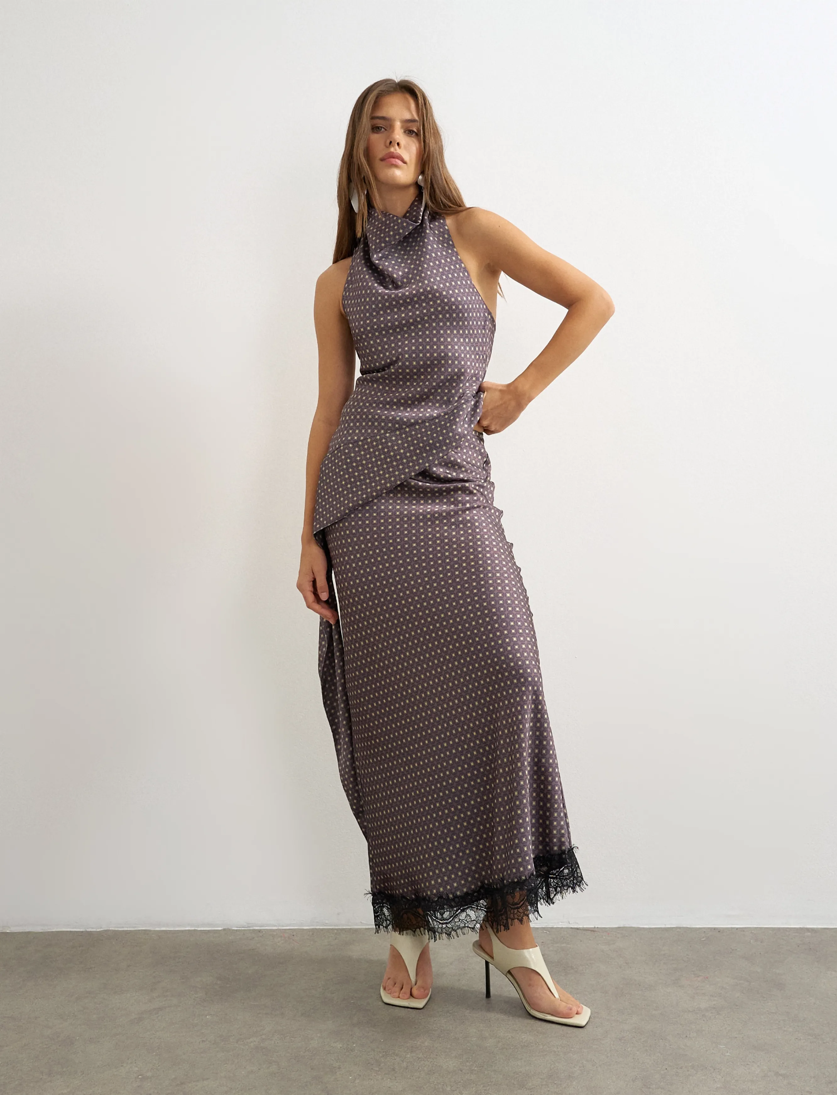 TOPSHOP Tsdanita Satin Lace Trim Maxi Skirt Wvn maxikjolar dam – bild 6