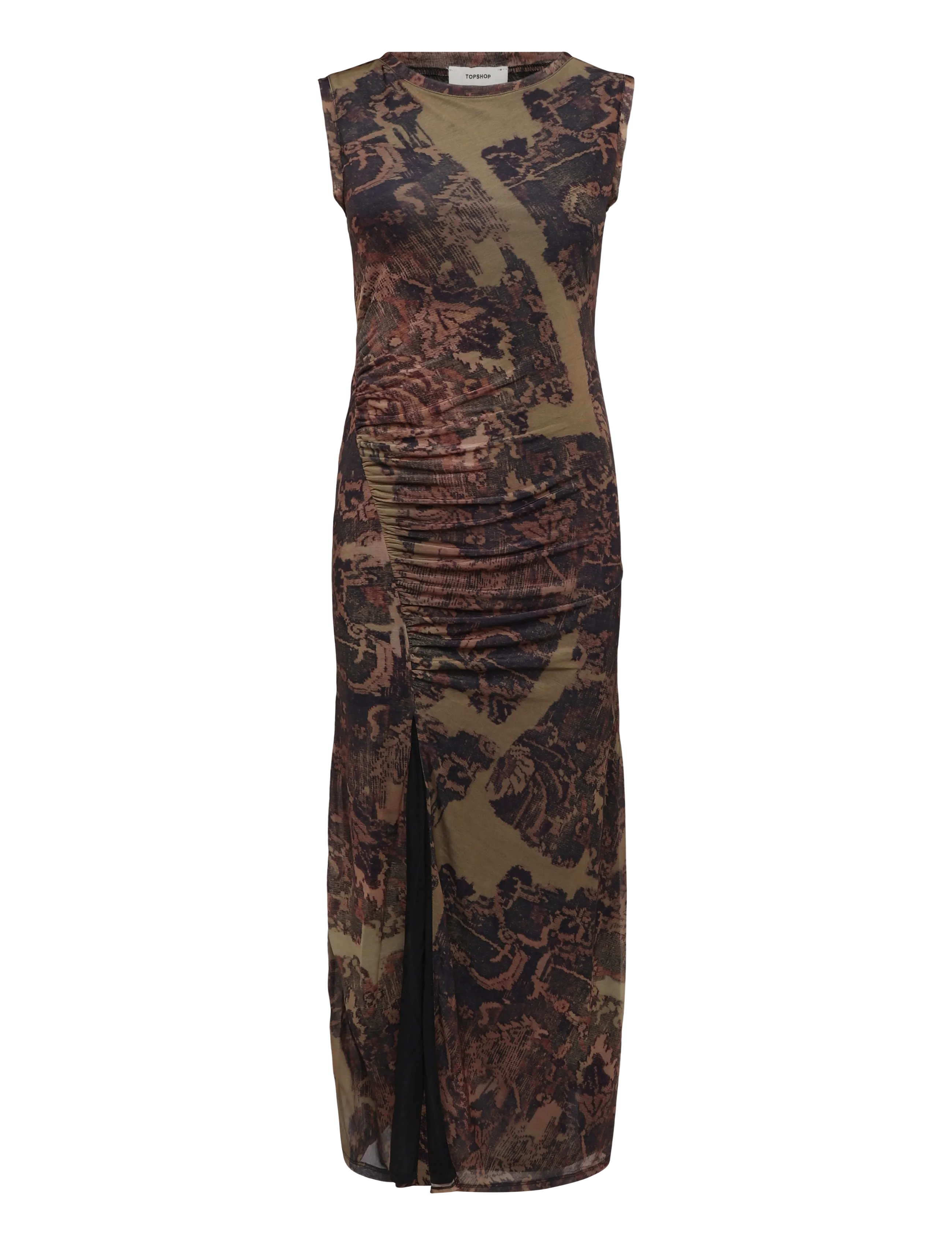 Topshop - TSCAISA MESH CHECK TAPESTRYMAXI JRS - liibuvad kleidid - downtown brown - 1