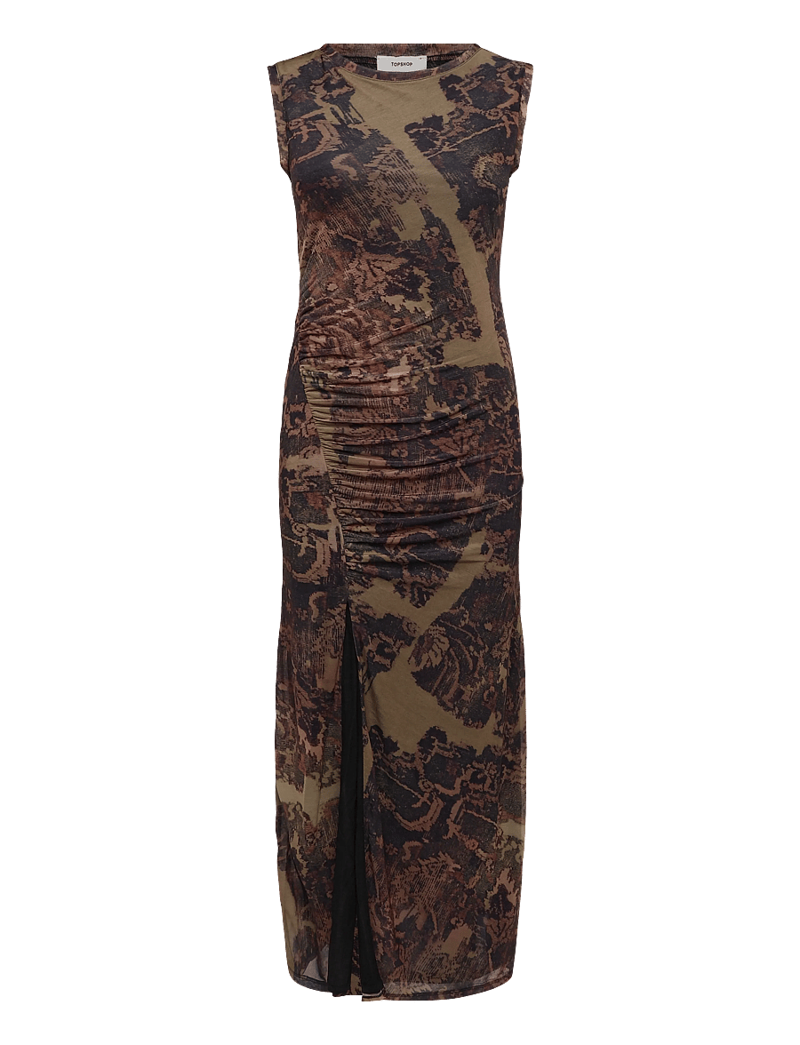 Topshop - TSCAISA MESH CHECK TAPESTRYMAXI JRS - liibuvad kleidid - downtown brown - 1