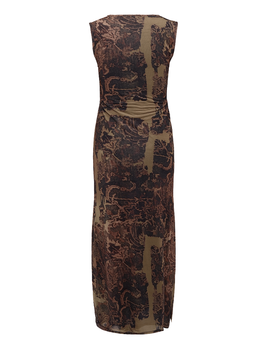 Topshop - TSCAISA MESH CHECK TAPESTRYMAXI JRS - liibuvad kleidid - downtown brown - 2