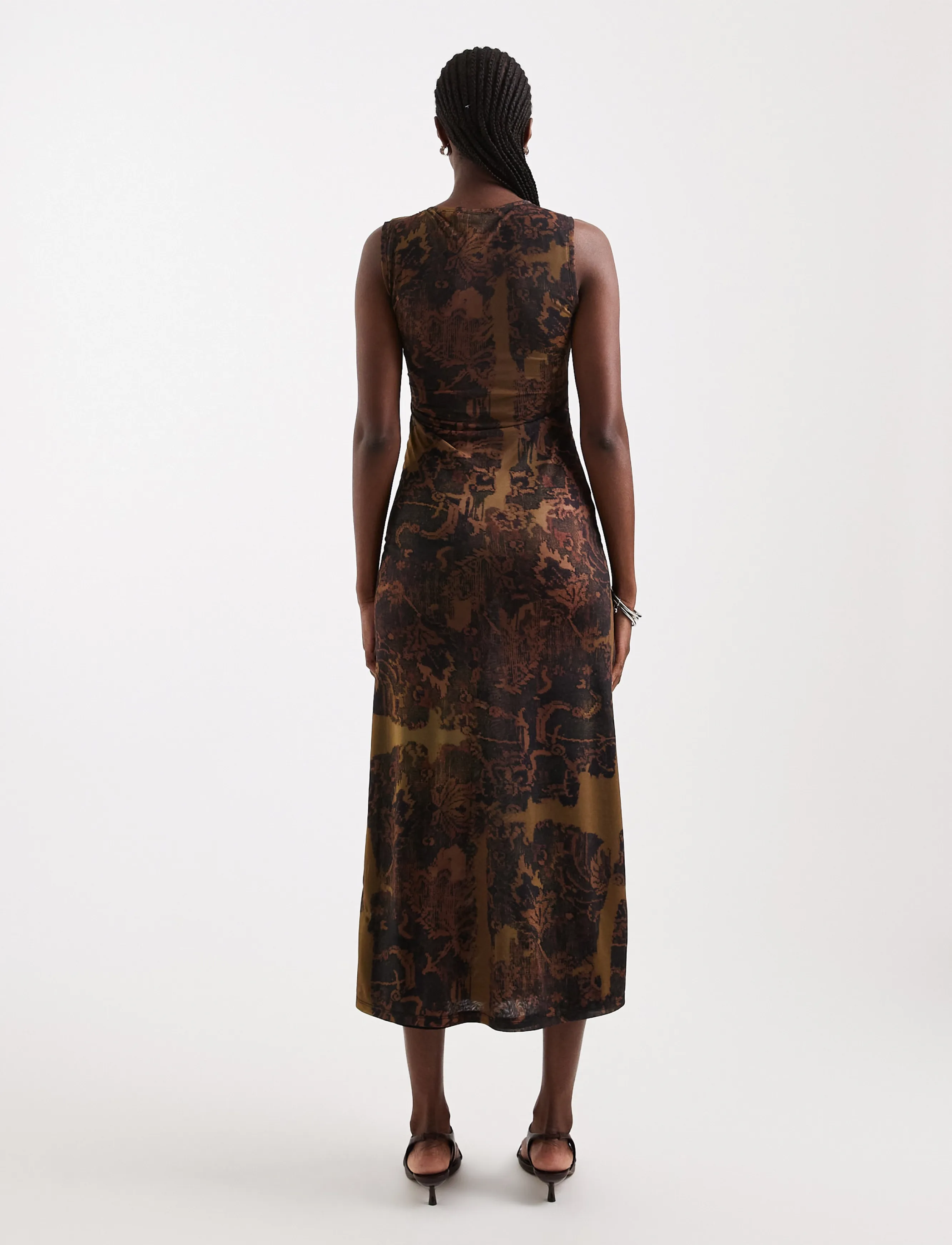 Topshop - TSCAISA MESH CHECK TAPESTRYMAXI JRS - liibuvad kleidid - downtown brown - 3