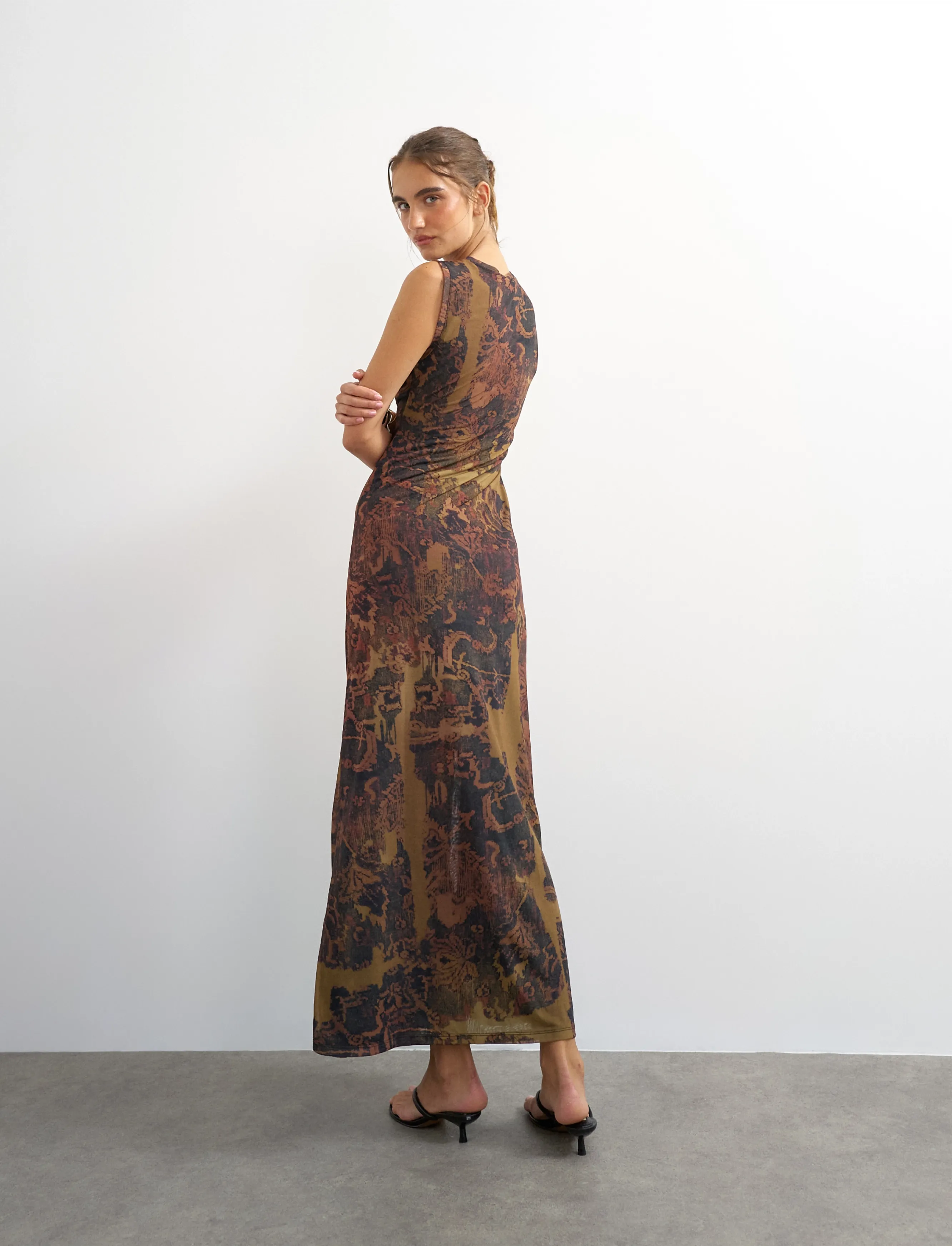Topshop - TSCAISA MESH CHECK TAPESTRYMAXI JRS - höstfynd - downtown brown - 3