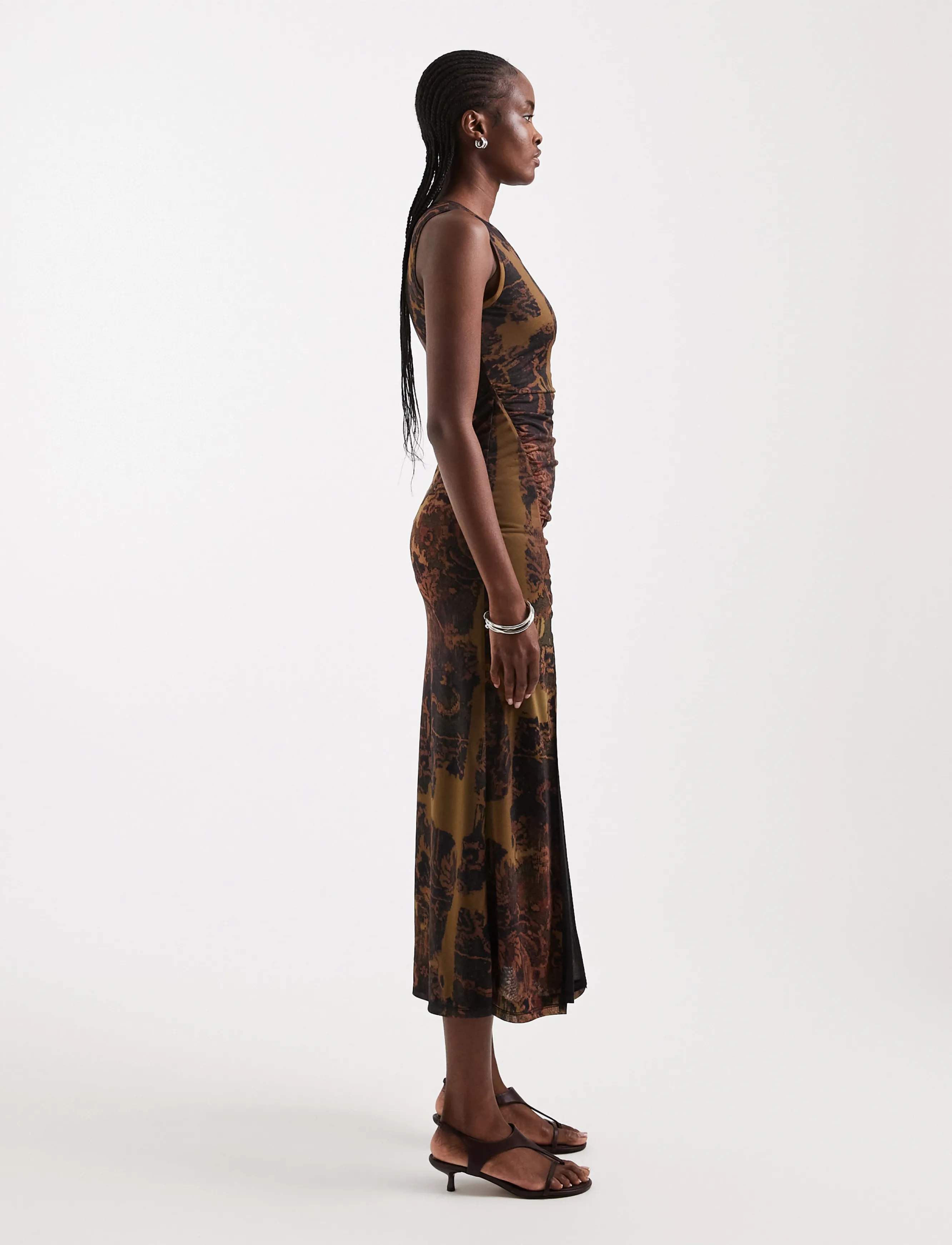 Topshop - TSCAISA MESH CHECK TAPESTRYMAXI JRS - liibuvad kleidid - downtown brown - 4