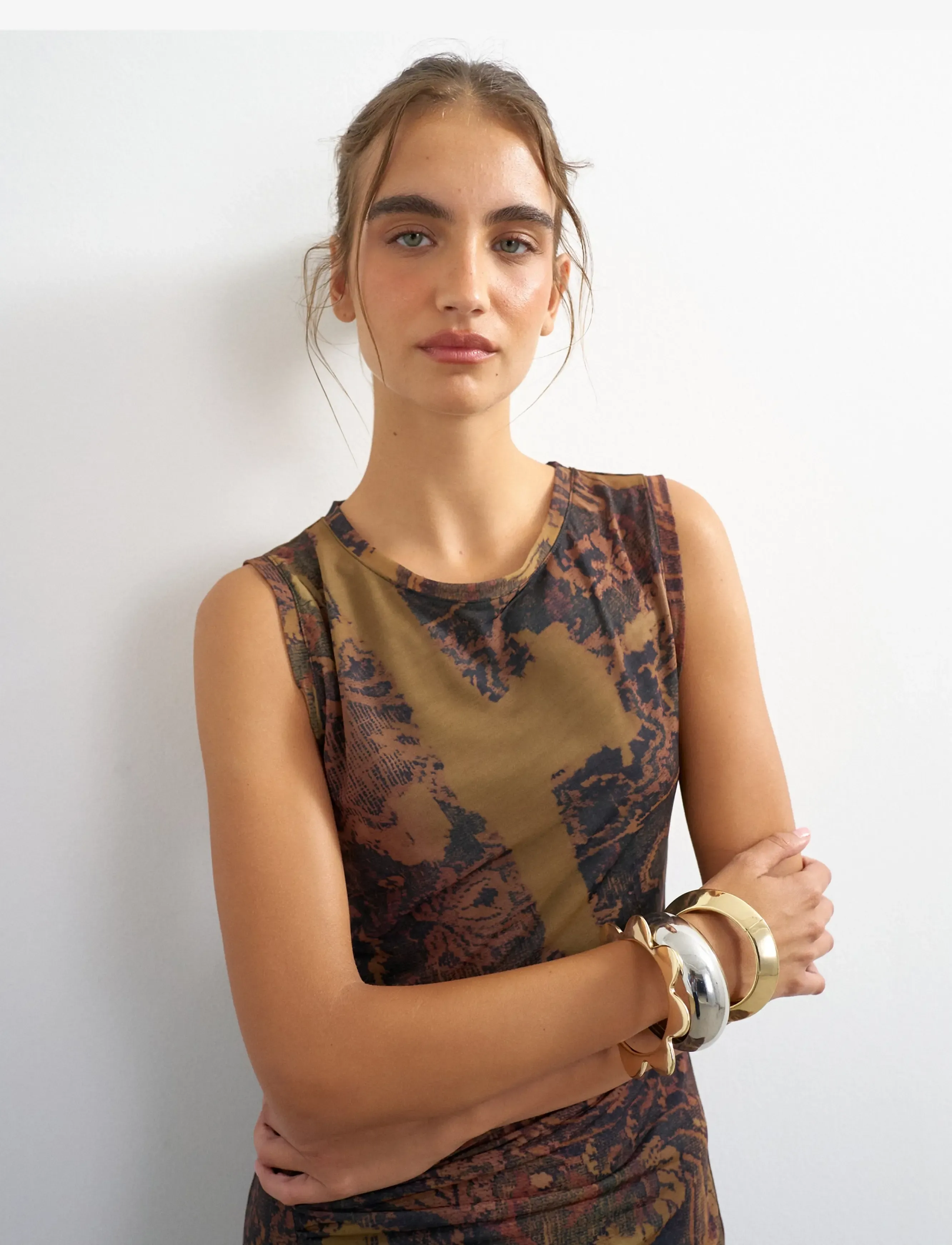 Topshop - TSCAISA MESH CHECK TAPESTRYMAXI JRS - höstfynd - downtown brown - 4