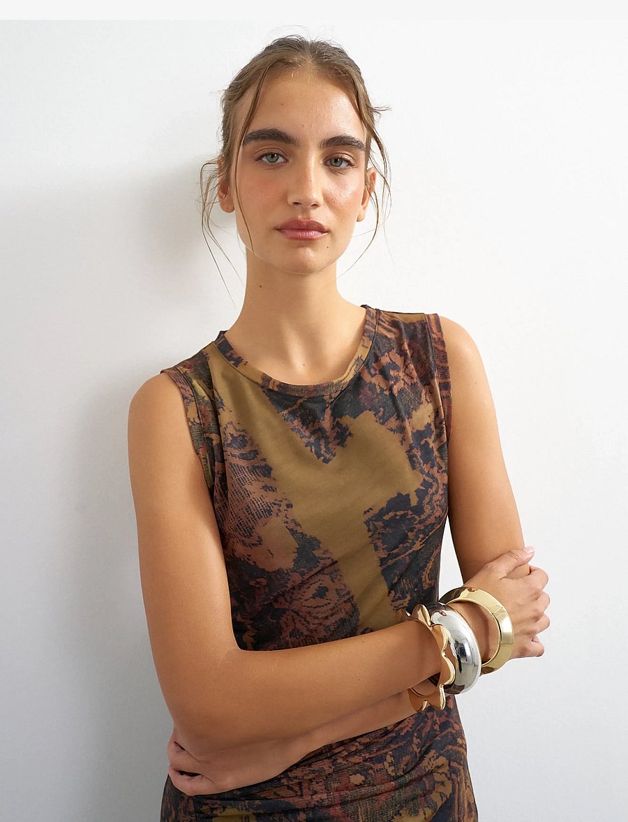 Topshop - TSCAISA MESH CHECK TAPESTRYMAXI JRS - liibuvad kleidid - downtown brown - 4