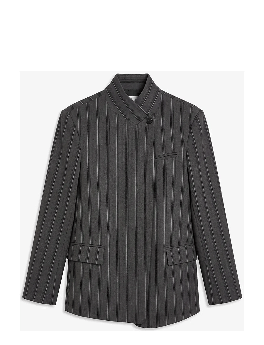 Topshop - TSALAZ PINSTRIPE HIGHNECK BLAZER - single breasted blazers - charcoal gray - 1