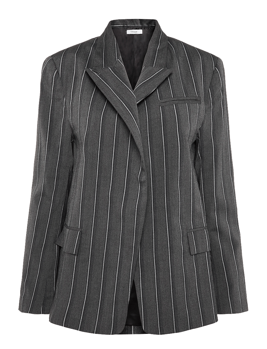 Topshop - TSALAZ PINSTRIPE HIGHNECK BLAZER - Üherealised pintsakud - charcoal gray - 1