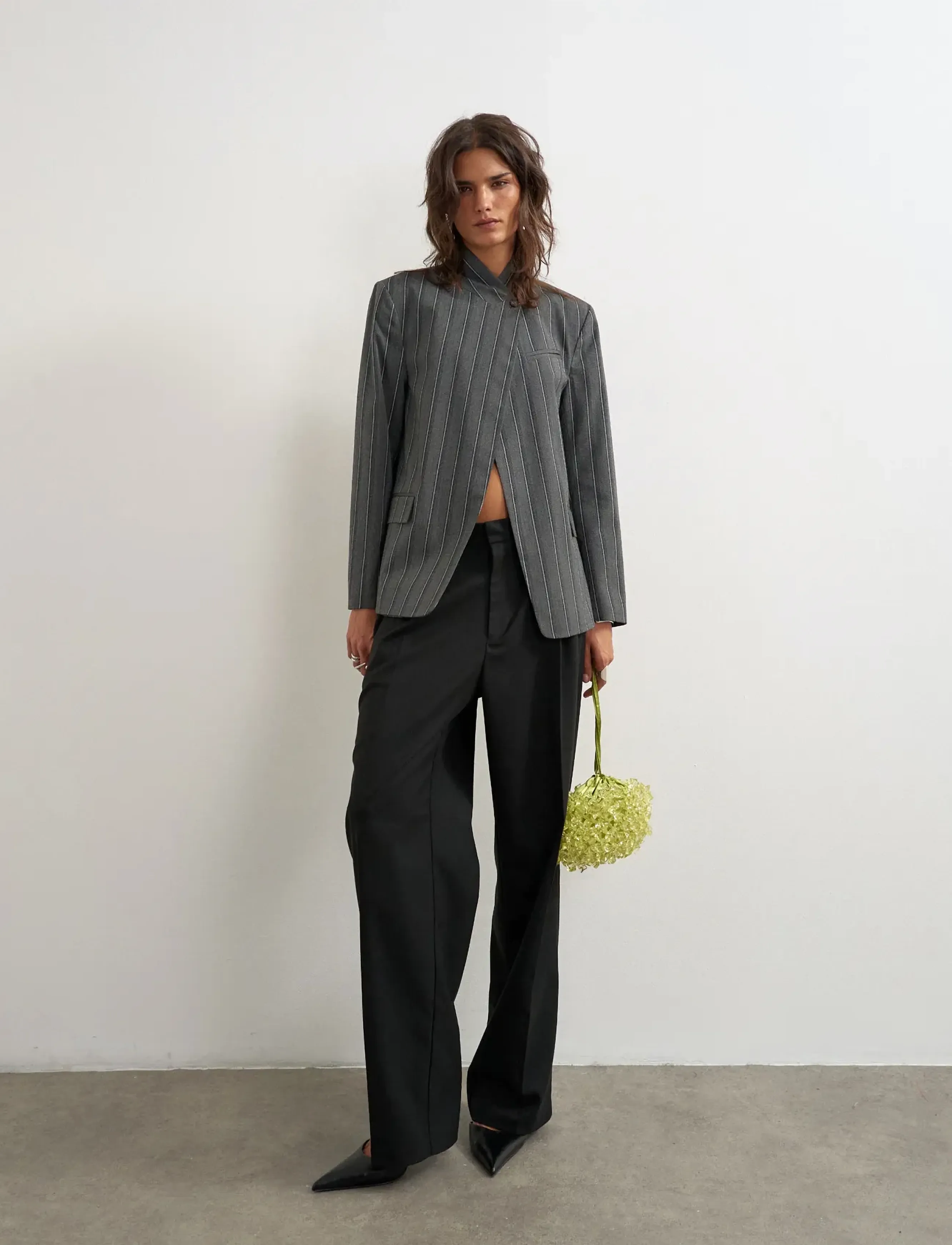 Topshop - TSALAZ PINSTRIPE HIGHNECK BLAZER - single breasted blazers - charcoal gray - 0