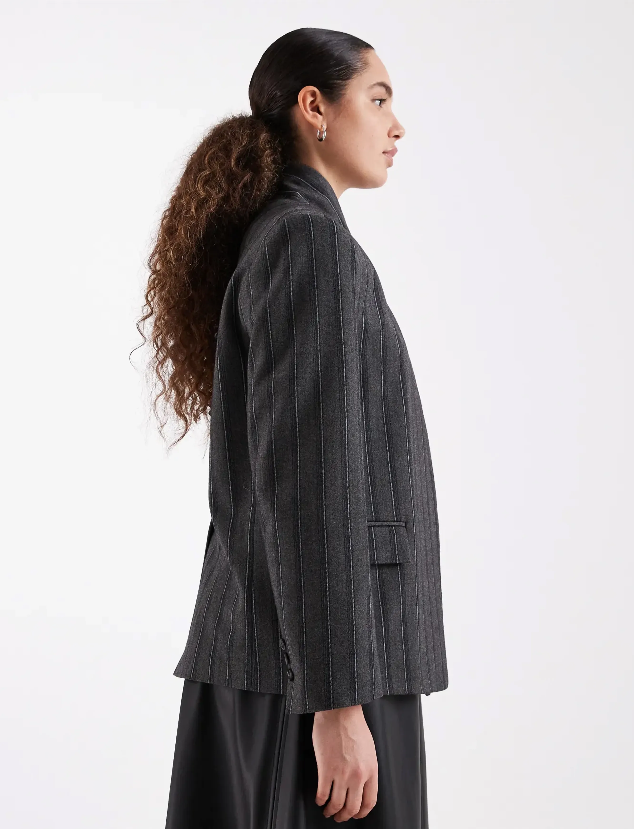 Topshop - TSALAZ PINSTRIPE HIGHNECK BLAZER - single breasted blazers - charcoal gray - 3