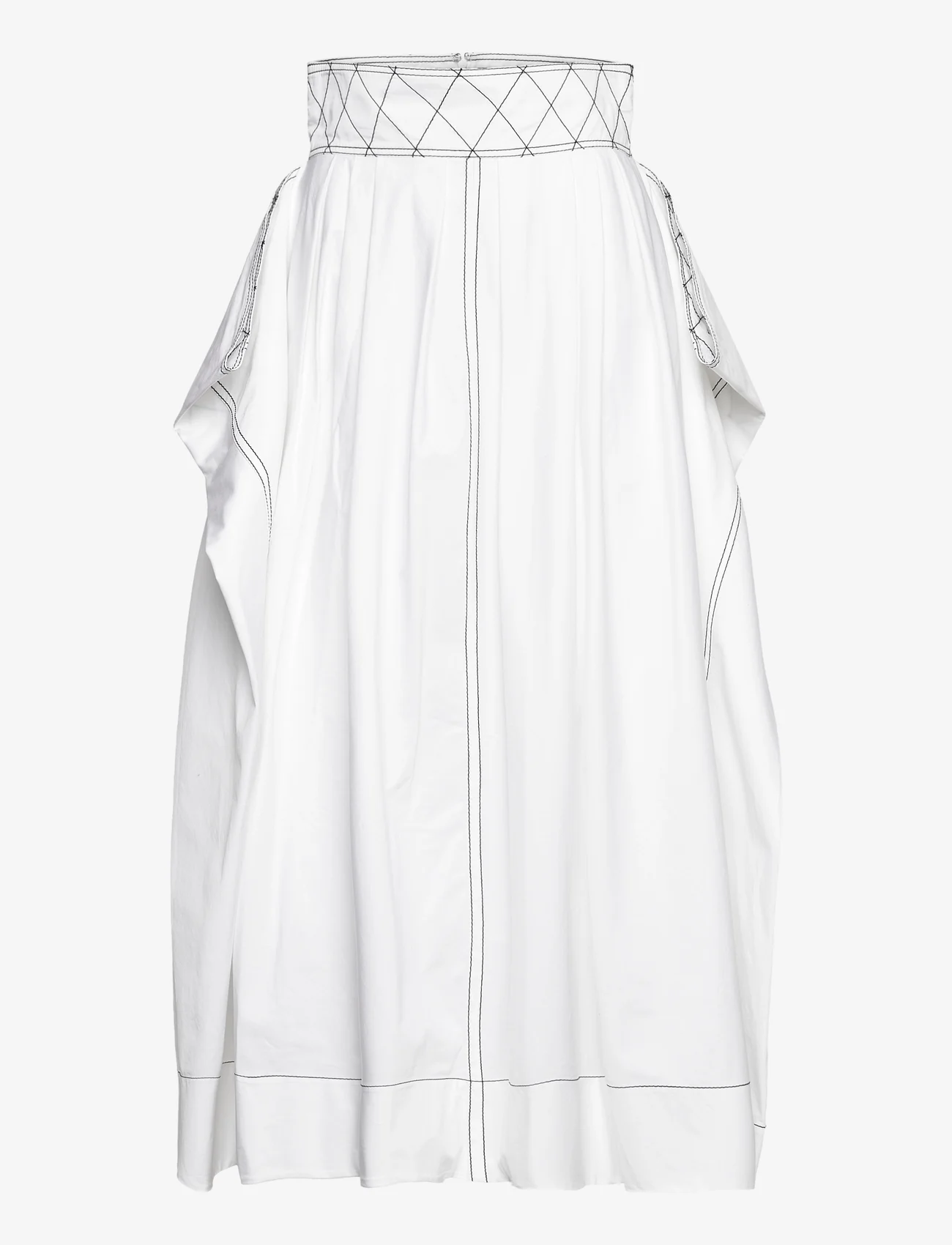 Tory Burch - Diamond Topstitch Poplin Skirt - maxi skirts - white - 0