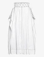 Diamond Topstitch Poplin Skirt - WHITE