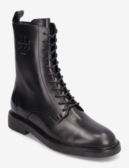 Tory Burch - DOUBLE T COMBAT BOOT - snørestøvler - perfect black - 0