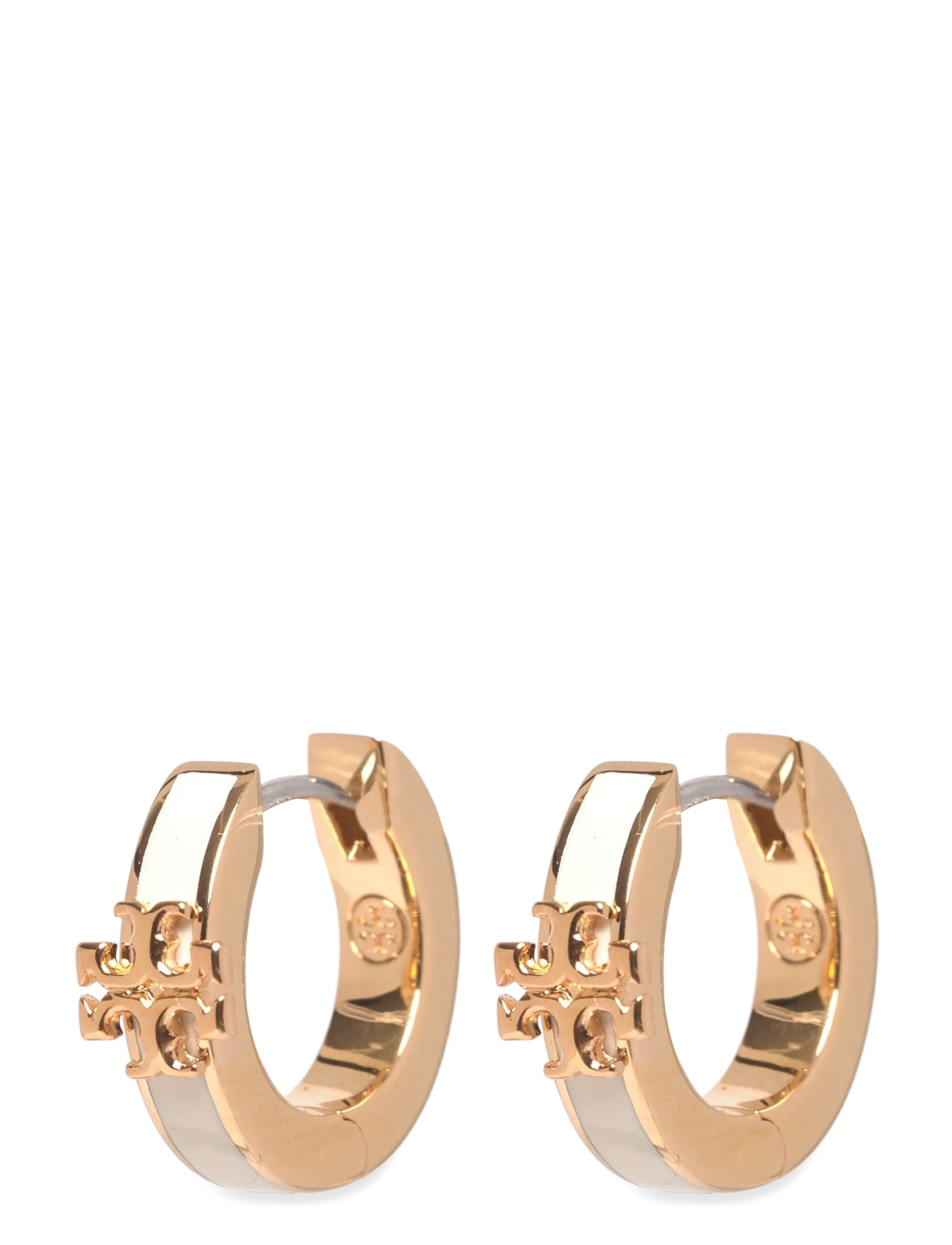 Tory Burch Icon Enamel Huggie Earrings, Kvinder, Huggie Øreringe, Guld, Str: ONE SIZE