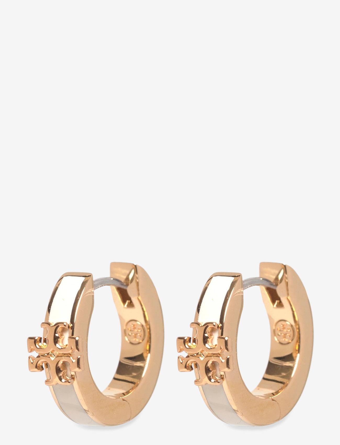 Tory Burch - Icon Enamel Huggie Earrings - creoler & hoops - tory gold / new ivory - 0