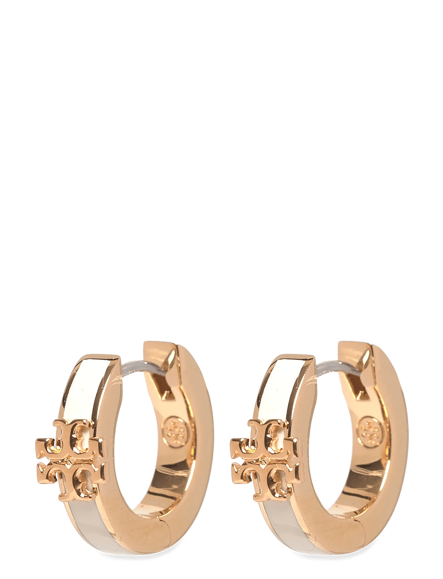 Tory Burch - Icon Enamel Huggie Earrings - hringeyrnalokkar - tory gold / new ivory - 0