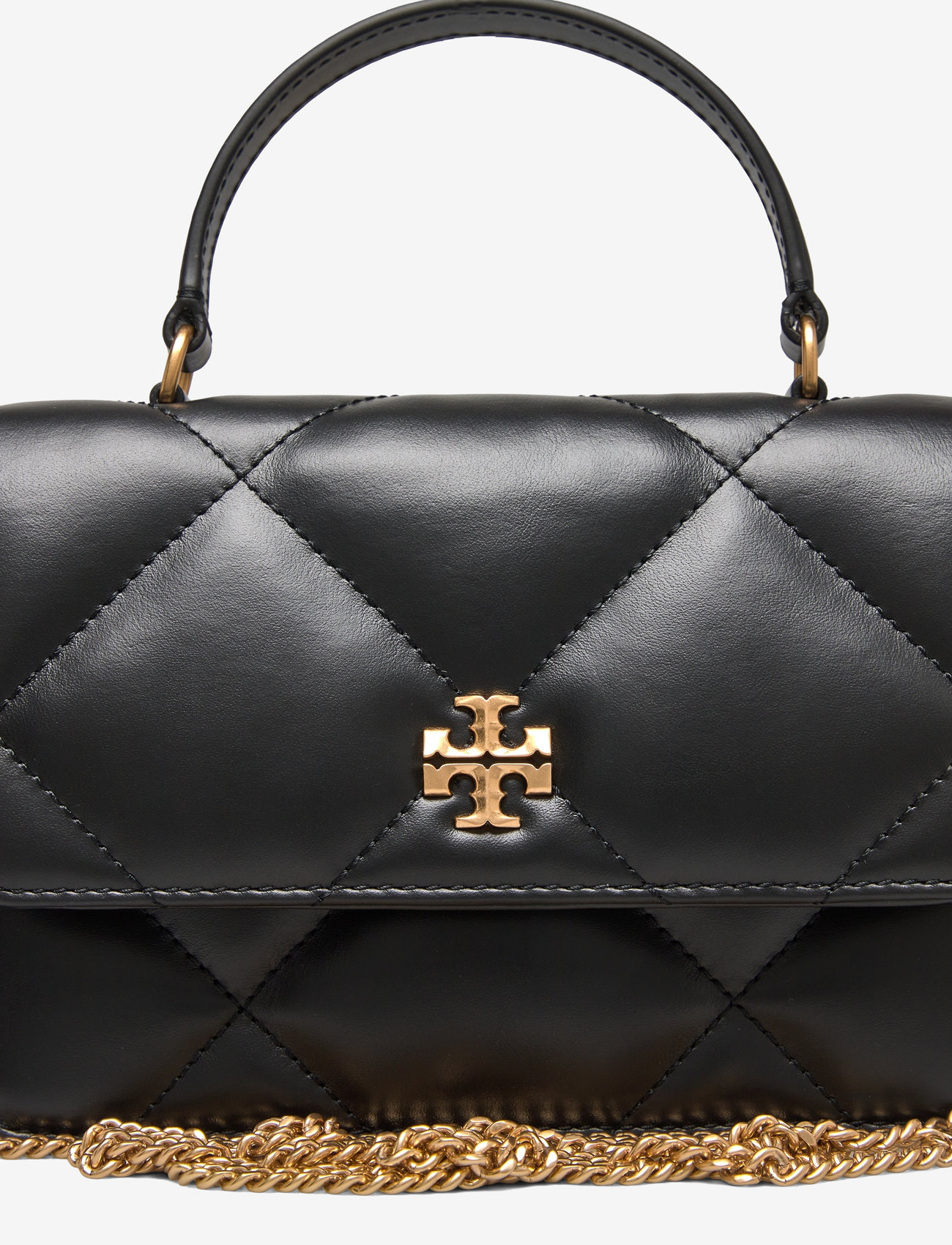 Tory Burch - Kira Diamond Quilt Mini Top Handle Chain Wallet - shoulder bags - black - 3