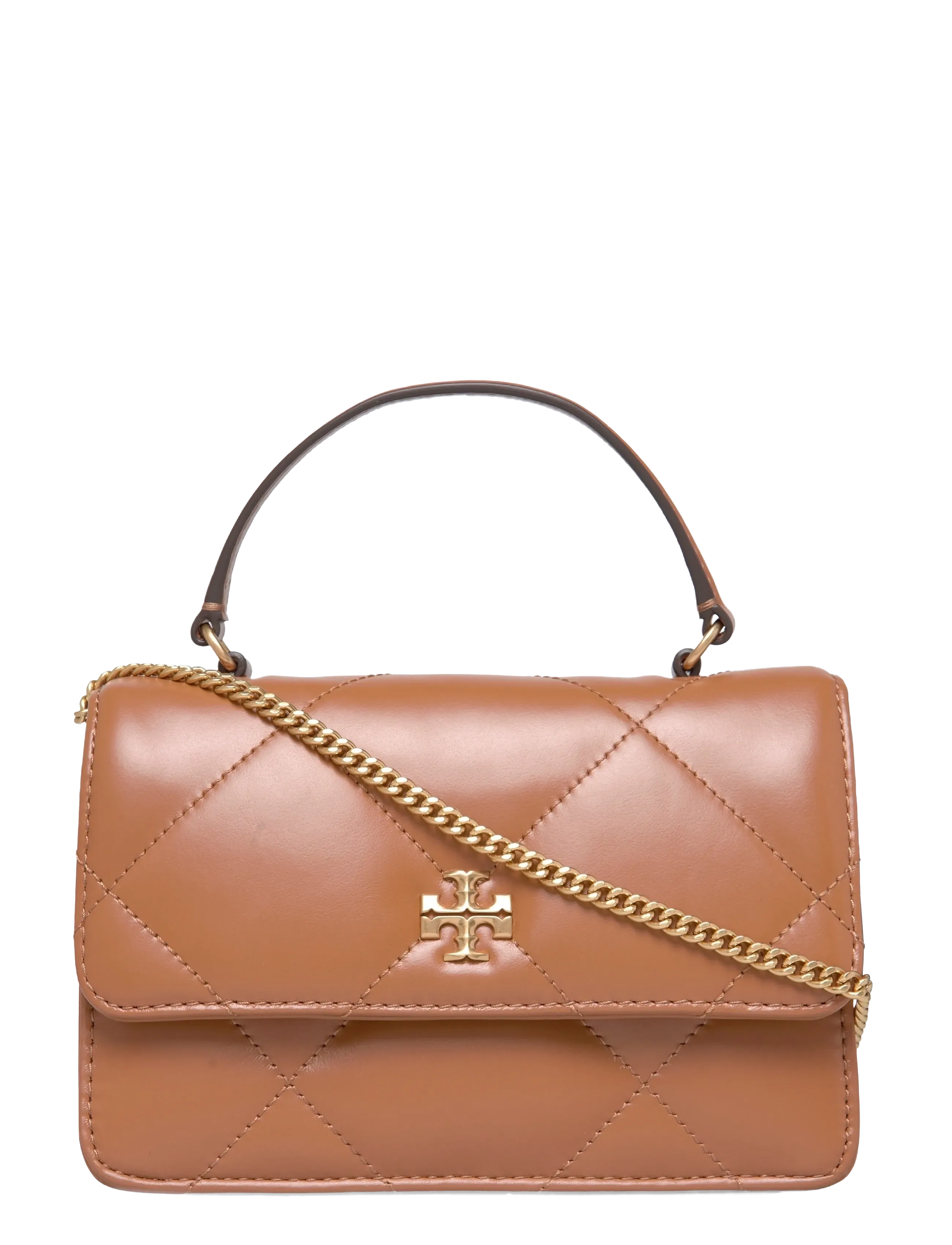 Tory Burch Kira Diamond Quilt Mini Top Handle Chain Wallet - Väskor - CLASSIC CHESTNUT / brown