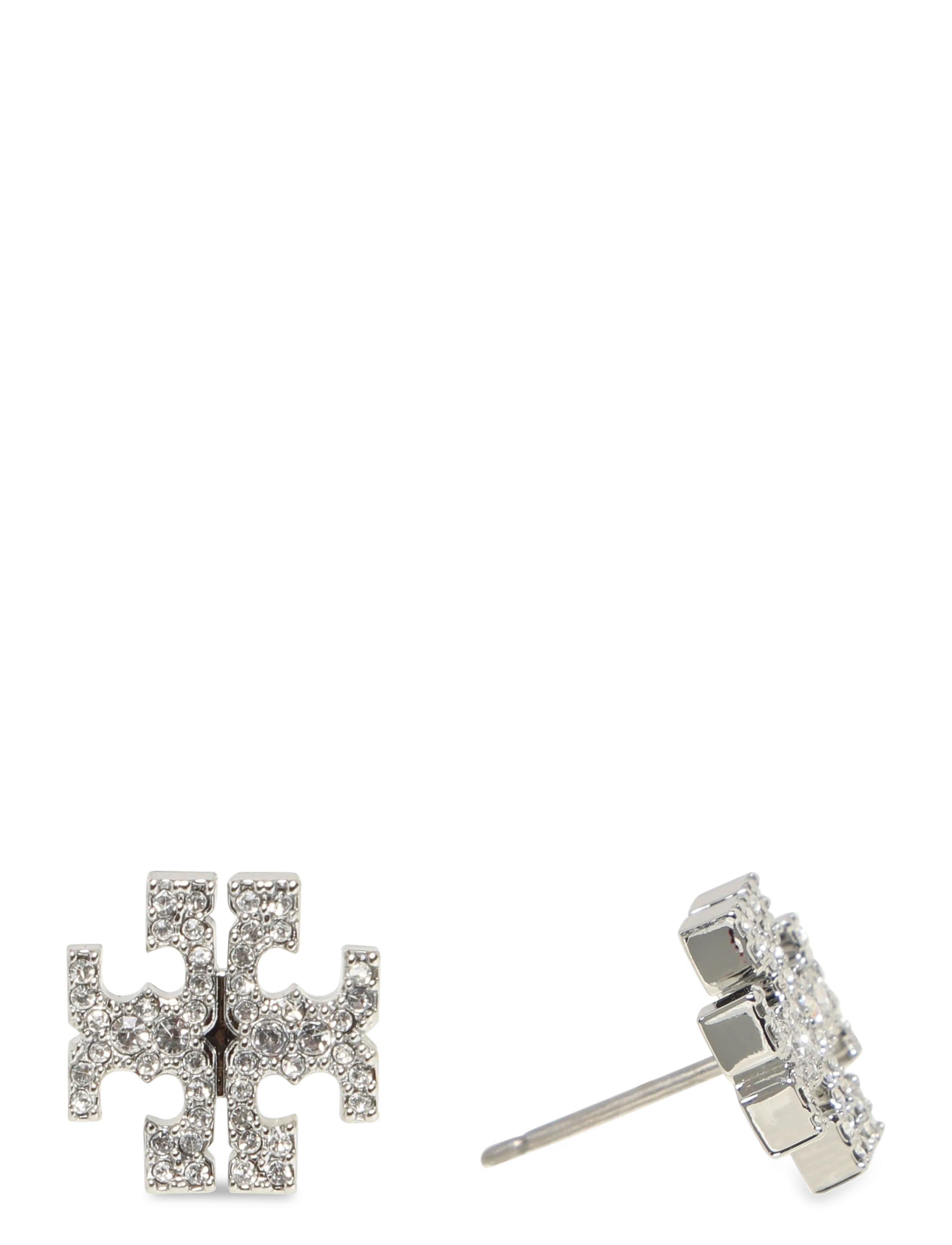 Tory Burch Icon Pavé Stud Earrings - Tory Burch - TORY SILVER / CRYSTAL / silver