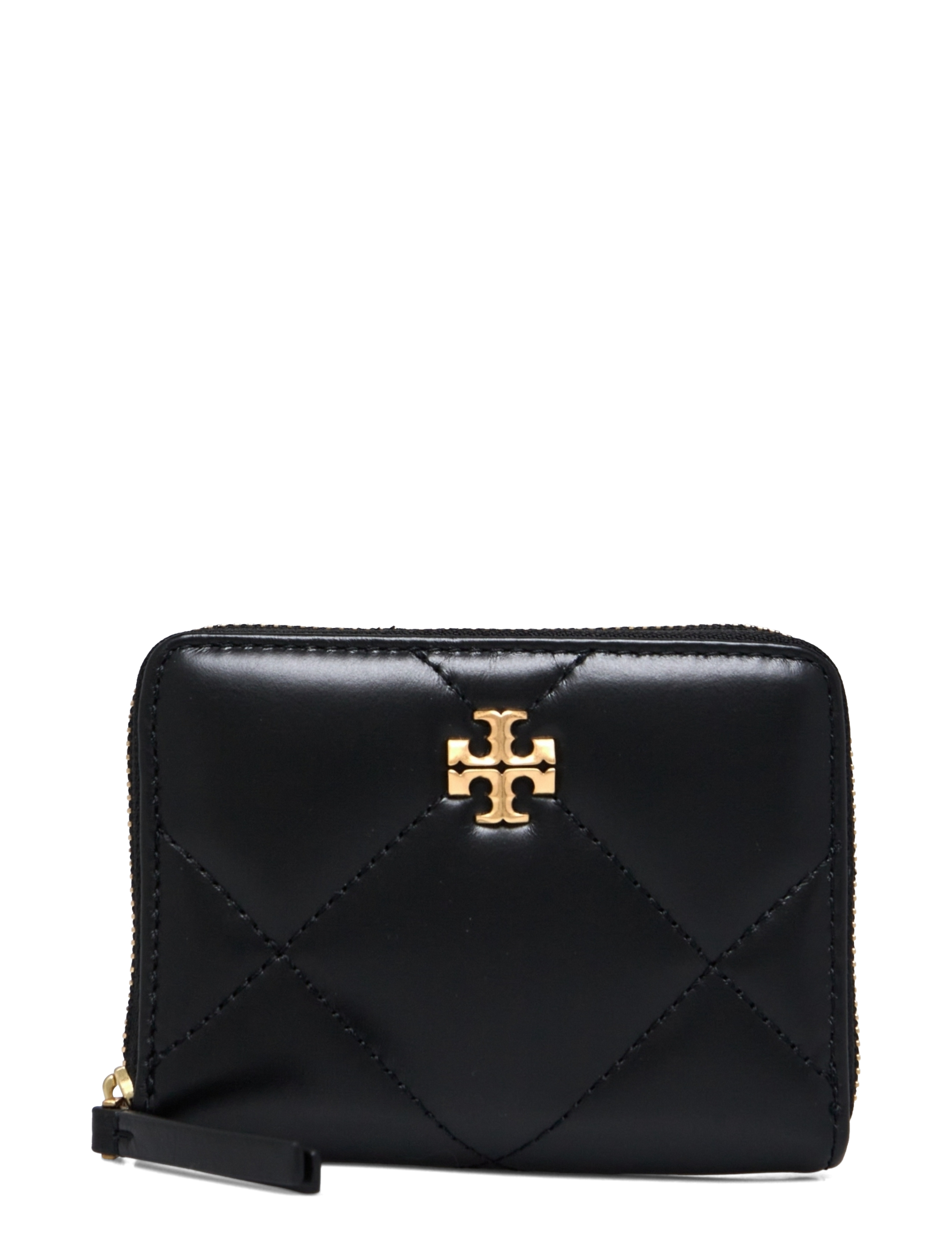 Kira Diamond Quilt Small Zip Around Wallet - BLACK