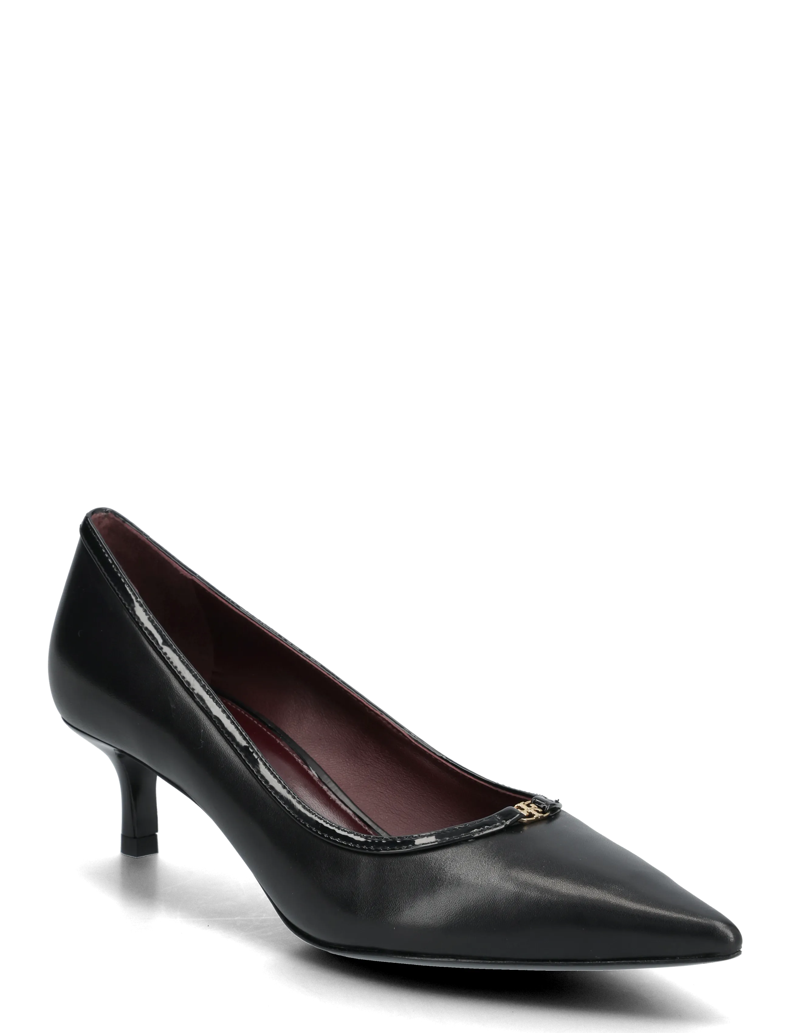 Tory Burch Double T Buckle Kitten Heel Pump 45Mm, Kvinder, Kitten Heel Pumps, Sort, Str: 41.5