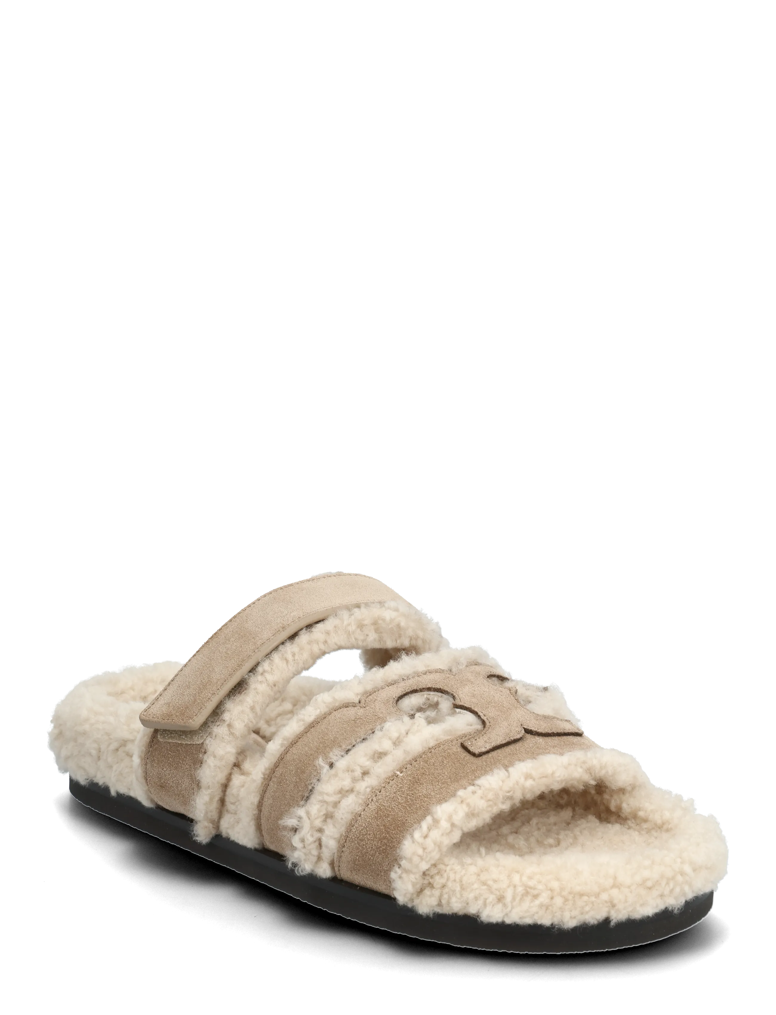 INES SHEARLING SPORT SLIDE - NOISETTE / TAUPE