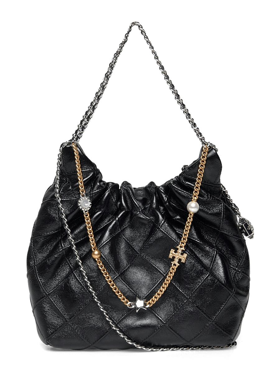 Tory Burch - Fleming Distressed Mini Hobo Bag - tasker - black - 0