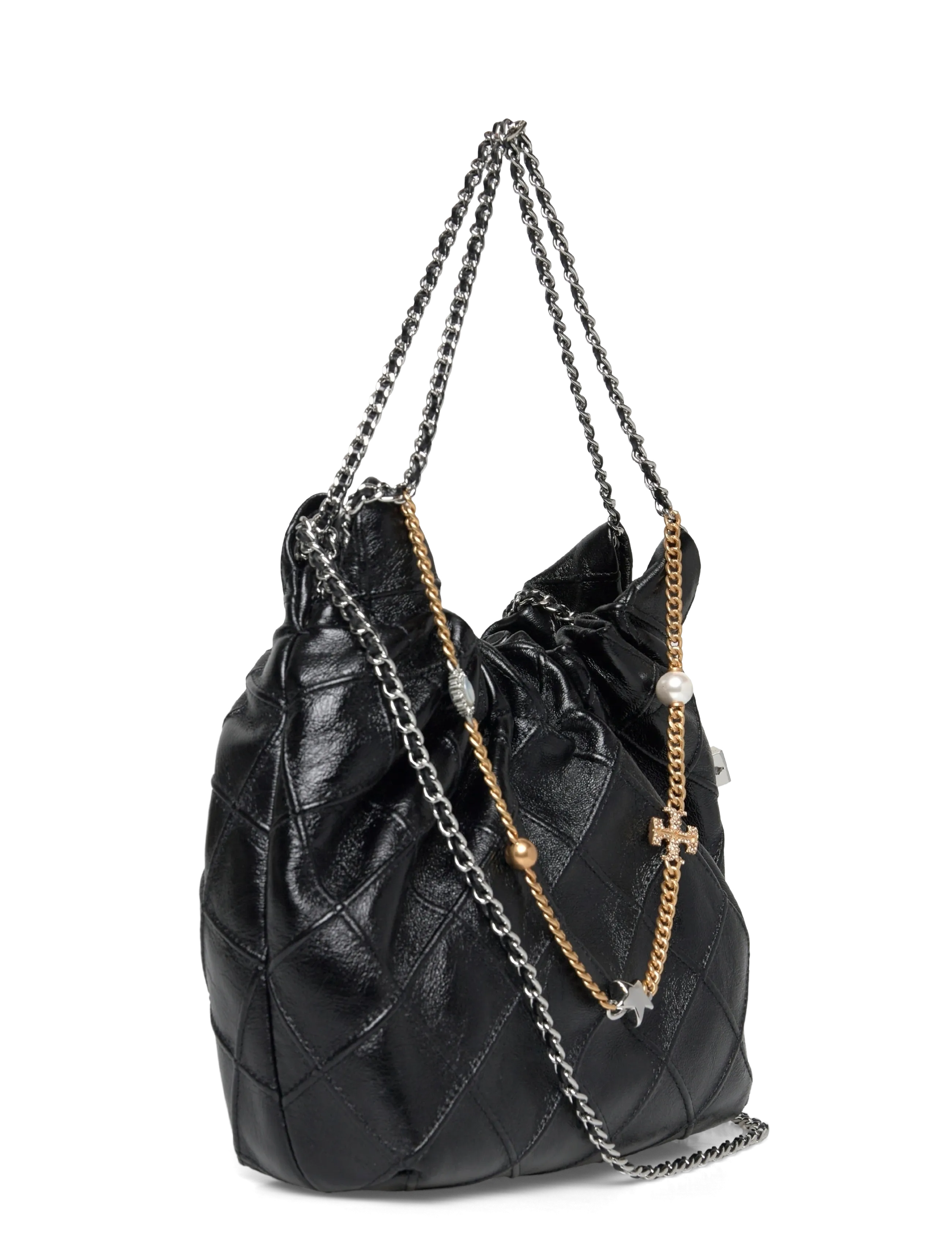 Tory Burch - Fleming Distressed Mini Hobo Bag - tasker - black - 2