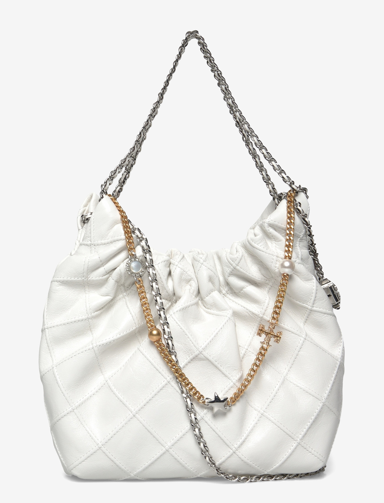 Tory Burch - Fleming Distressed Mini Hobo Bag - særlige begivenheder - blanc - 0