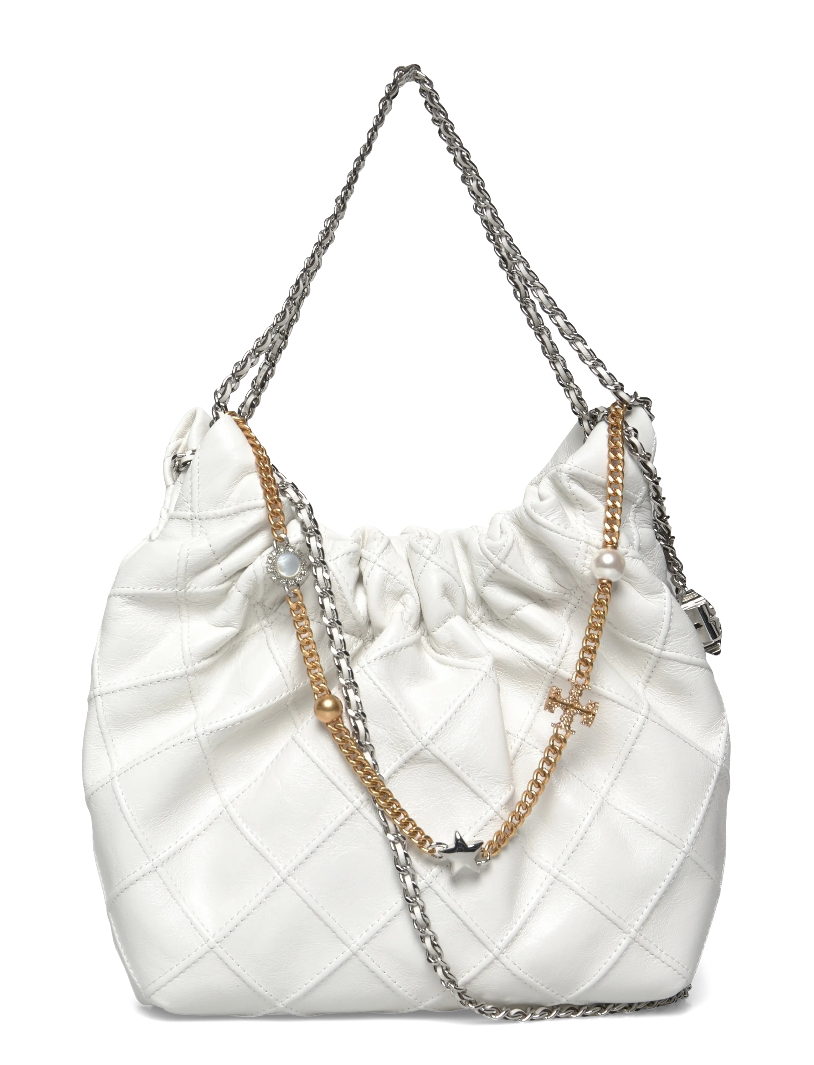 Tory Burch Fleming Distressed Mini Hobo Bag - Laukut - BLANC / white