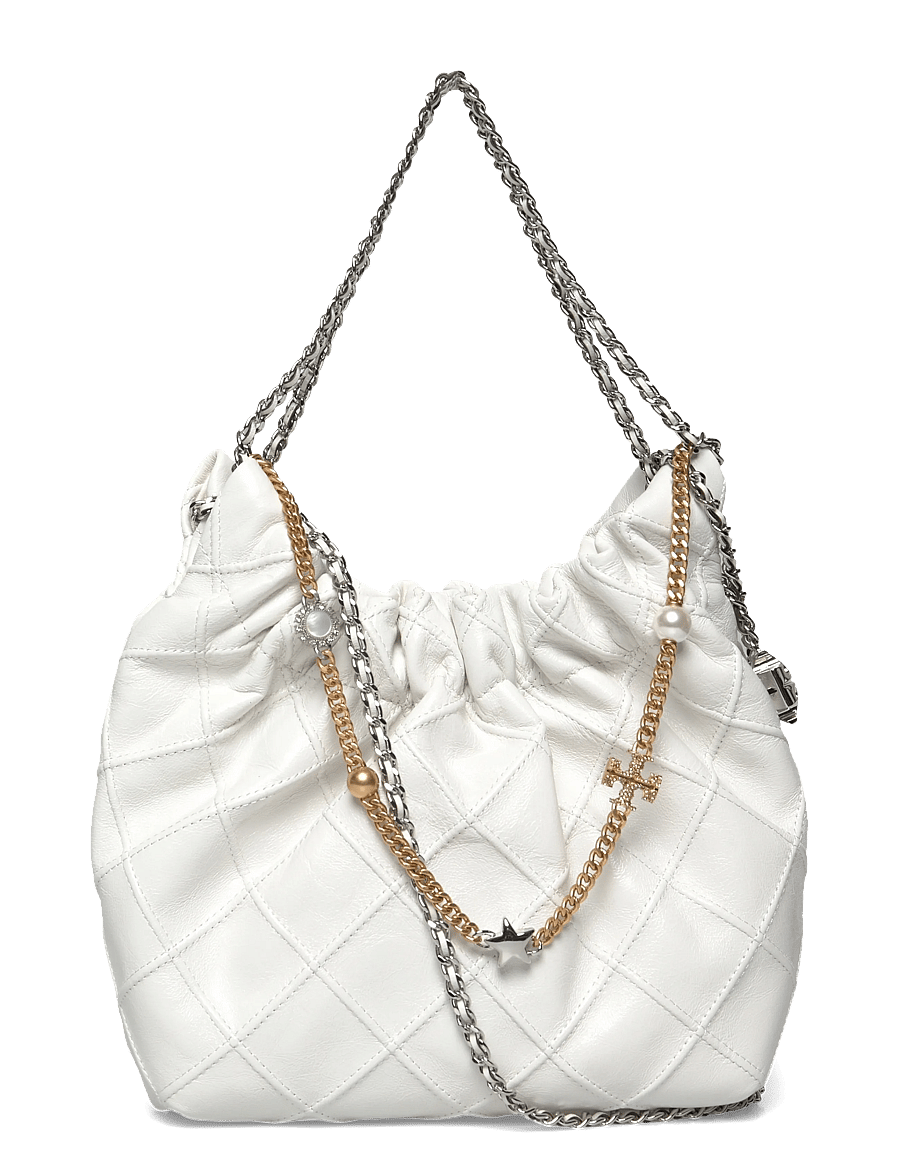 Tory Burch - Fleming Distressed Mini Hobo Bag - väskor - blanc - 0