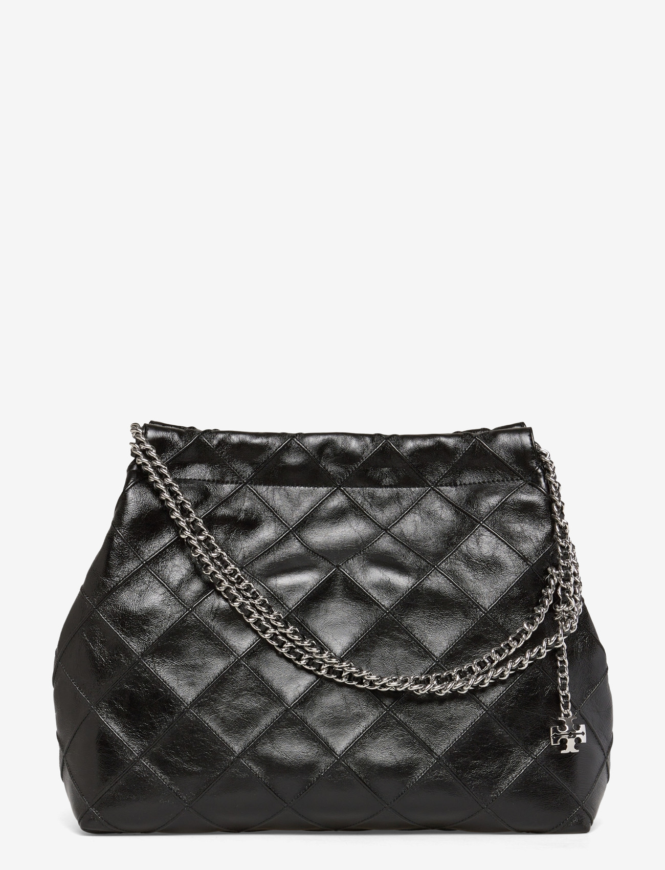 Tory Burch - Fleming Distressed Hobo Bag - väskor - black - 0