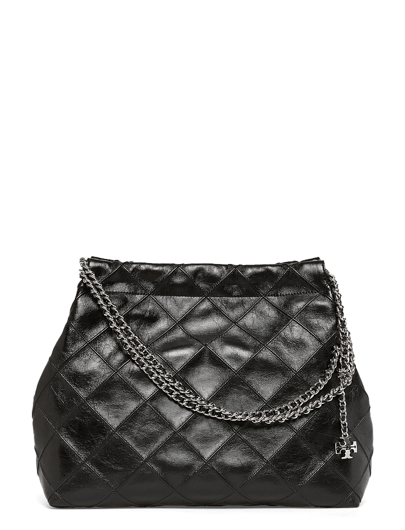 Tory Burch - Fleming Distressed Hobo Bag - väskor - black - 0