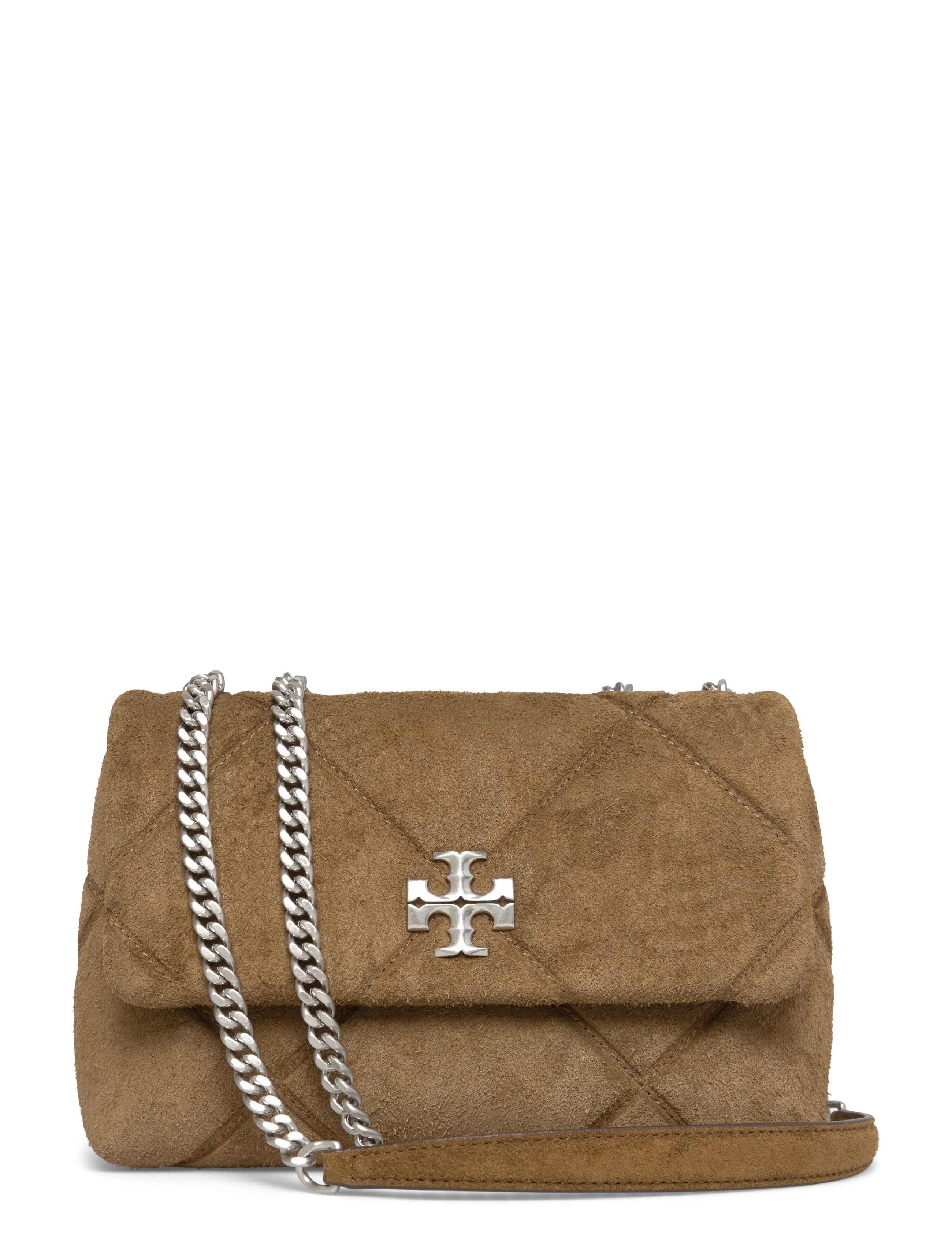 Tory Burch Kira Diamond Quilt Suede Small Convertible Shoulder Bag - Tory Burch - DEEP OLIVE / brown