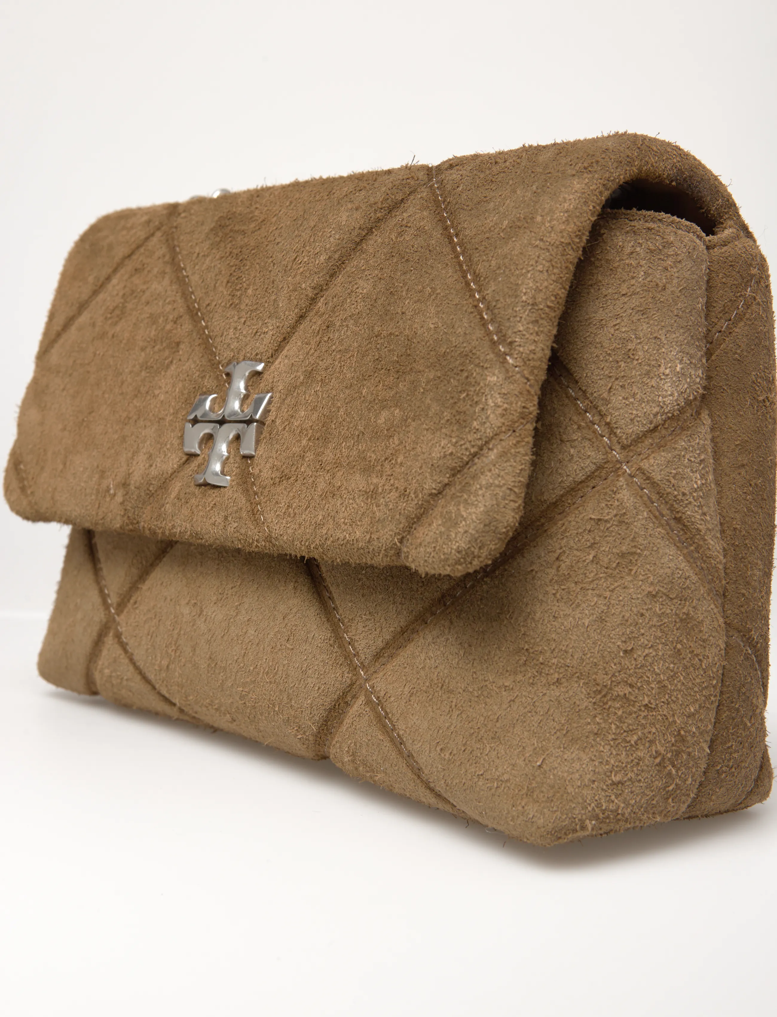 Tory Burch - Kira Diamond Quilt Suede Small Convertible Shoulder Bag - modetrender - deep olive - 3