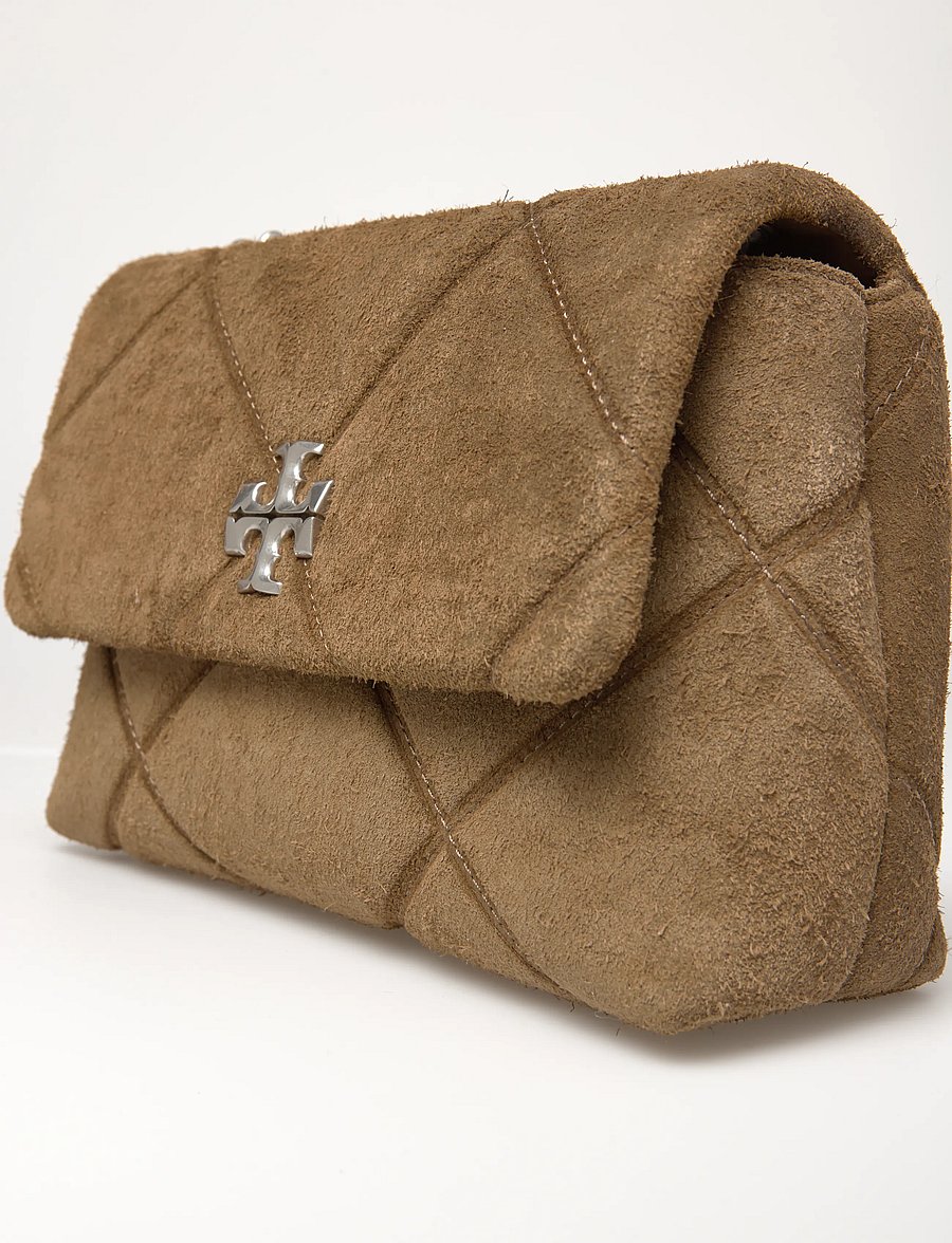 Tory Burch - Kira Diamond Quilt Suede Small Convertible Shoulder Bag - fashion trends - deep olive - 3