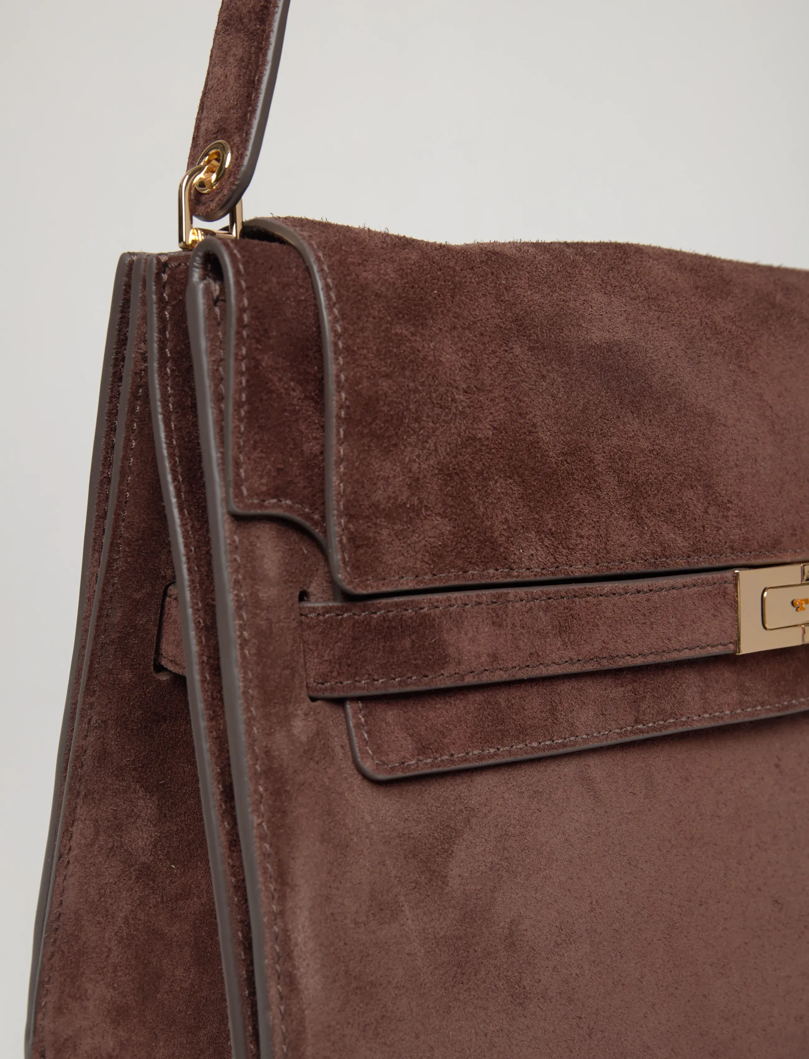 Tory Burch - Lee Radziwill Suede Large Shoulder Bag - dark cocoa - 4