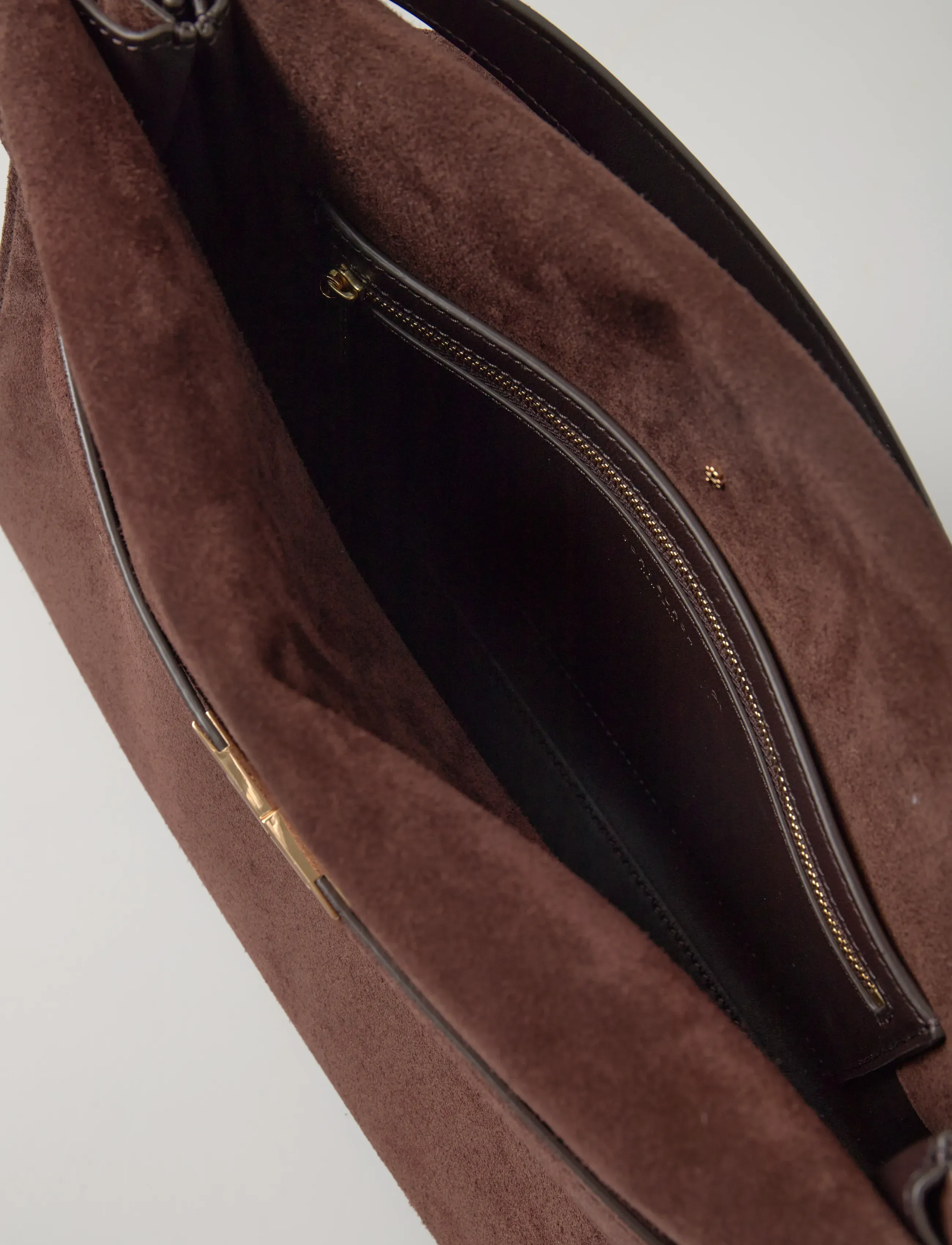 Tory Burch - Lee Radziwill Suede Large Shoulder Bag - dark cocoa - 5