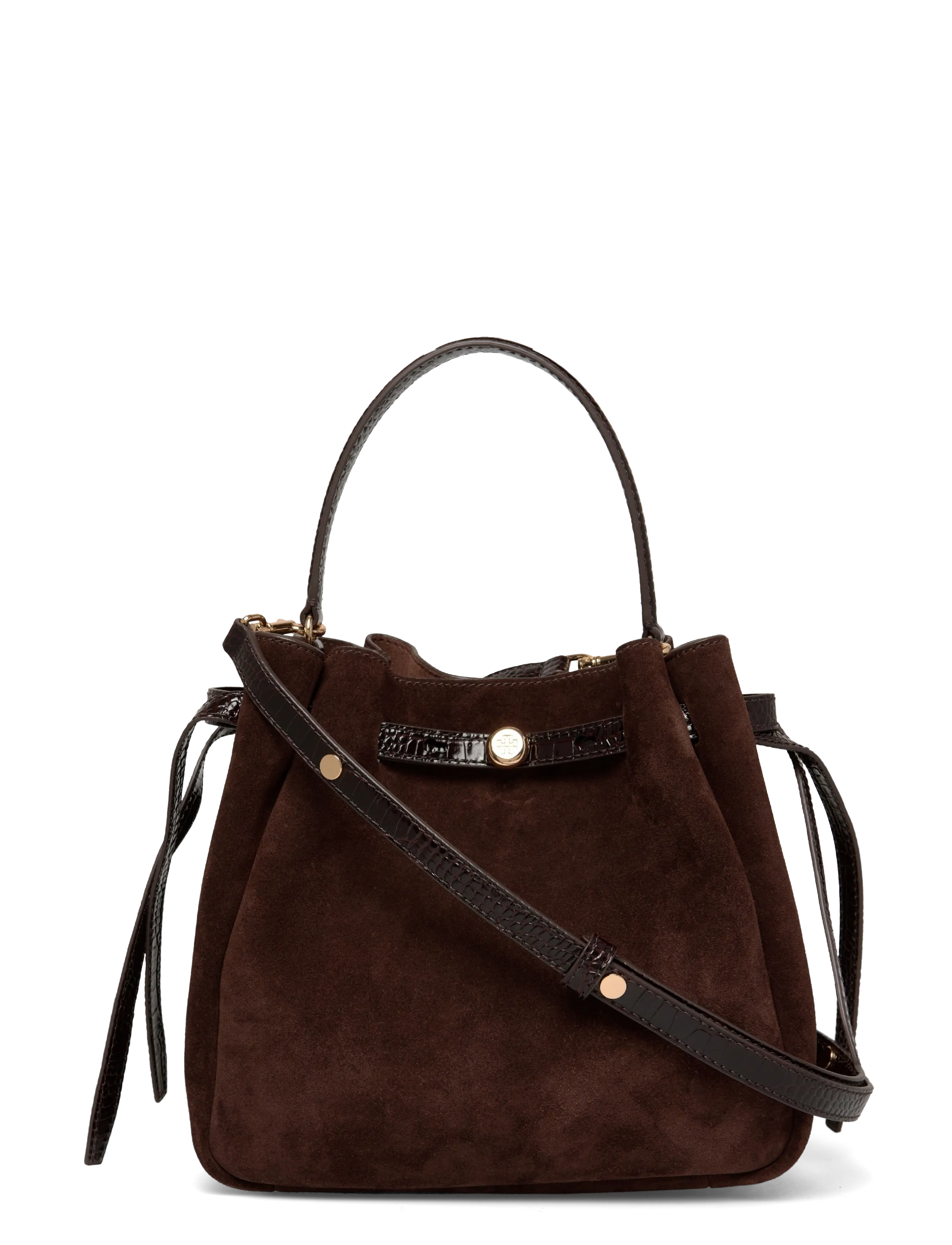 Tory Burch Romy Suede Bucket Bag, Kvinder, Spandtaske, Brun, Str: ONE SIZE