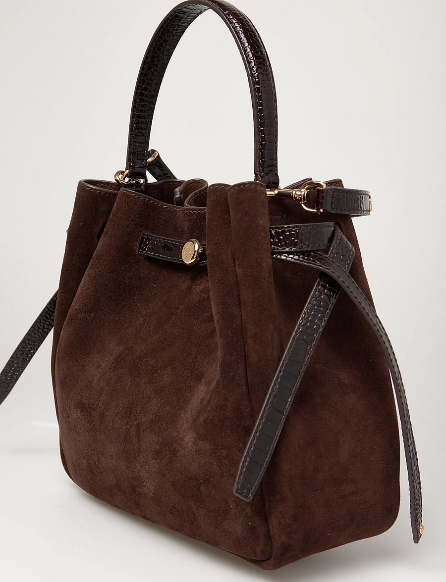 Tory Burch - Romy Suede Bucket Bag - mode trends - dark cocoa - 3