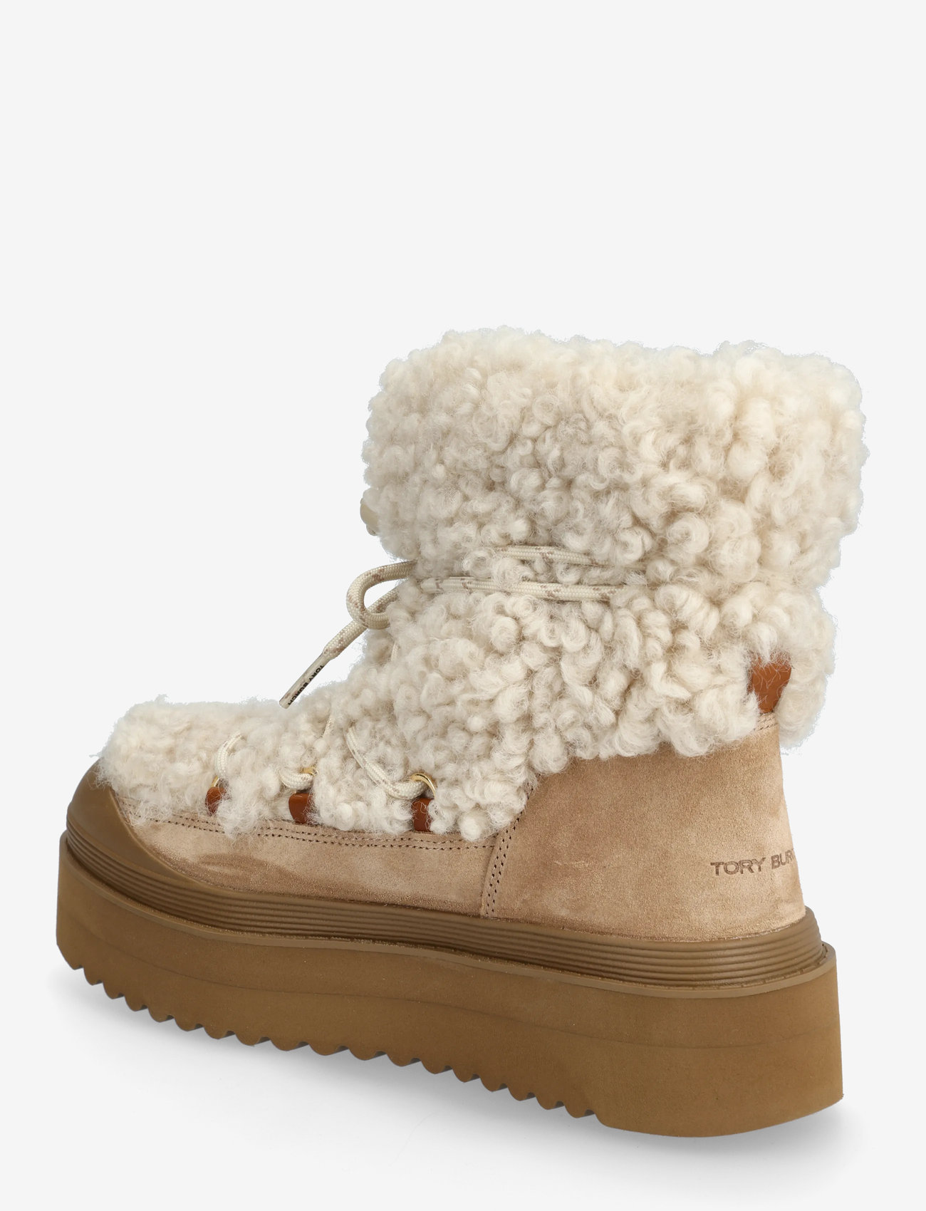 Tory Burch - MELLOW SHEARLING LACE UP BOOT - ankelstøvler - buttermilk , light chestnut - 2