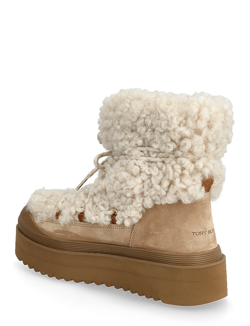 Tory Burch - MELLOW SHEARLING LACE UP BOOT - ankelstøvler - buttermilk , light chestnut - 2