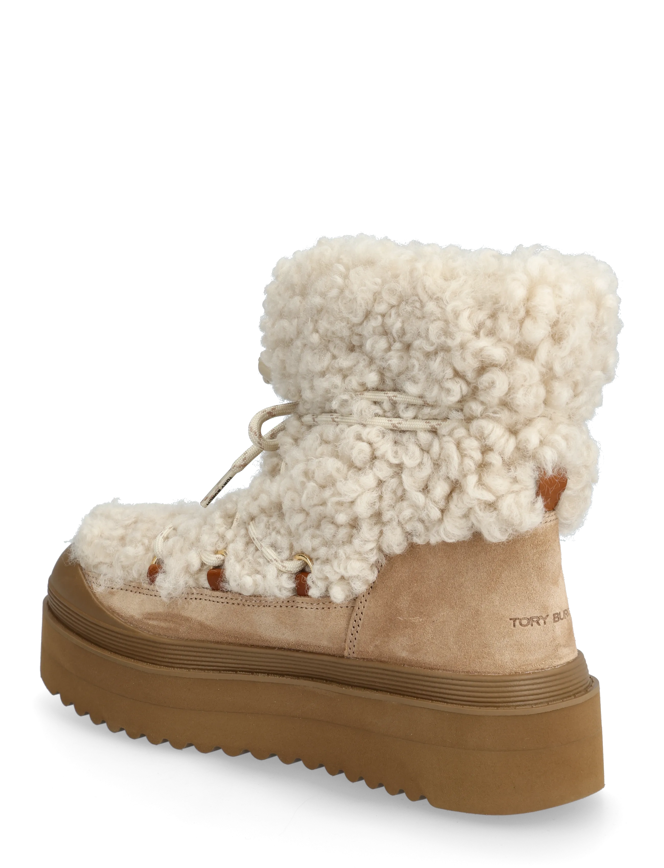 Tory Burch - MELLOW SHEARLING LACE UP BOOT - snørestøvler - buttermilk , light chestnut - 2