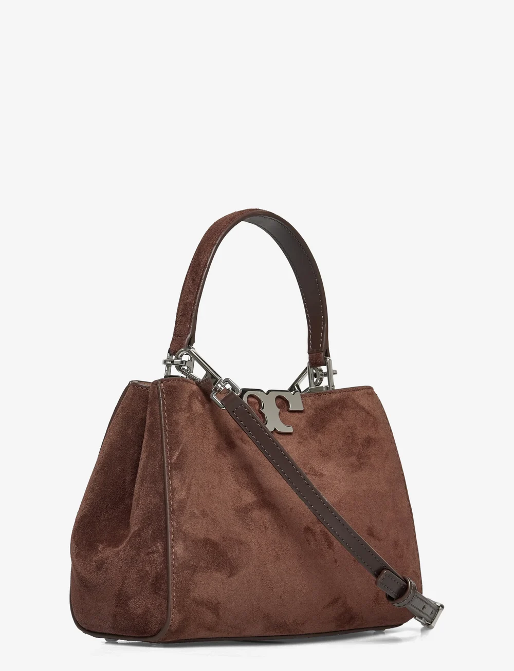 Tory Burch - Eleanor Suede Mini Satchel - top handle tasker - dark cocoa - 2