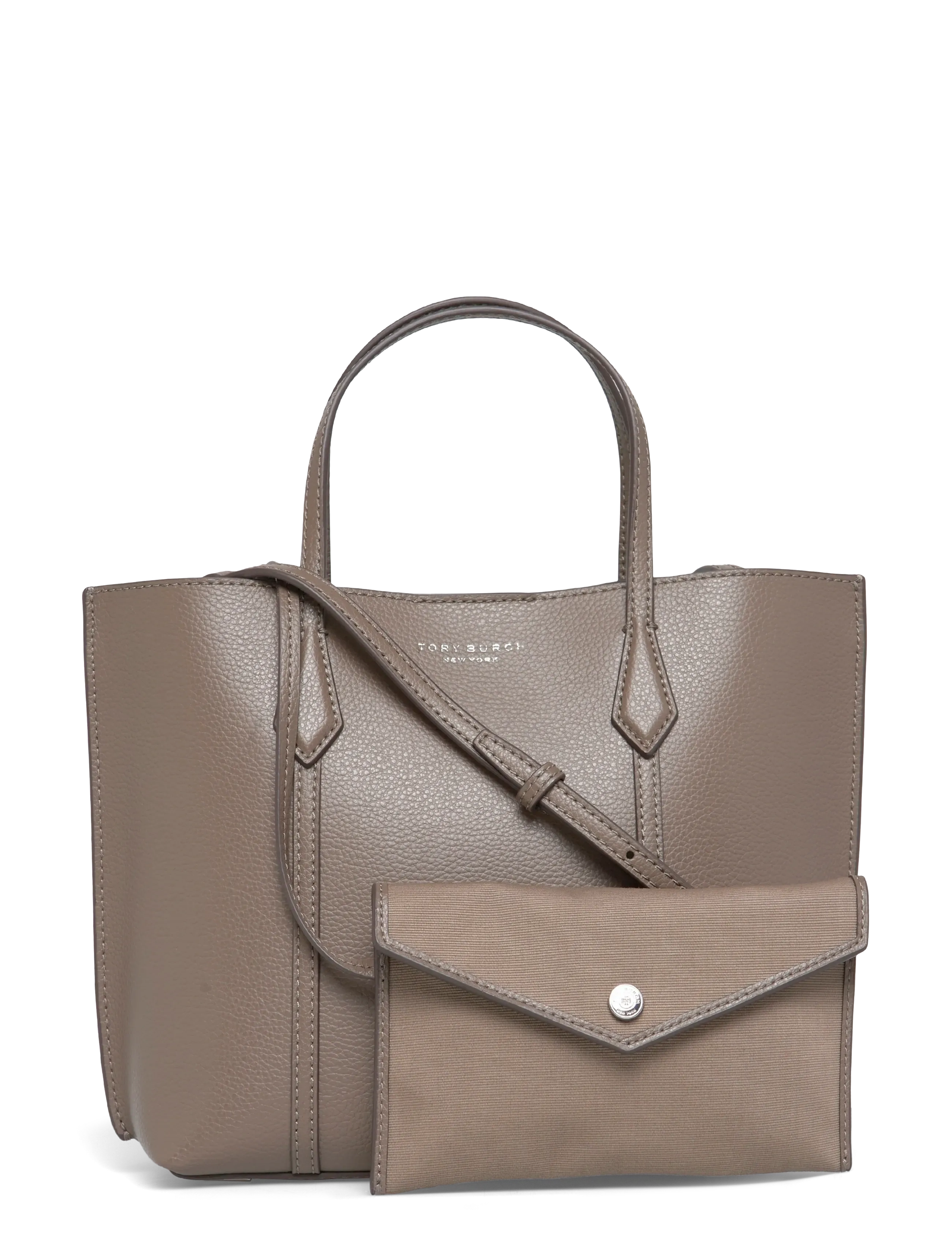 Tory Burch Perry Small Tote - Shoppers & Tote Bags - WILD MUSHROOM / beige